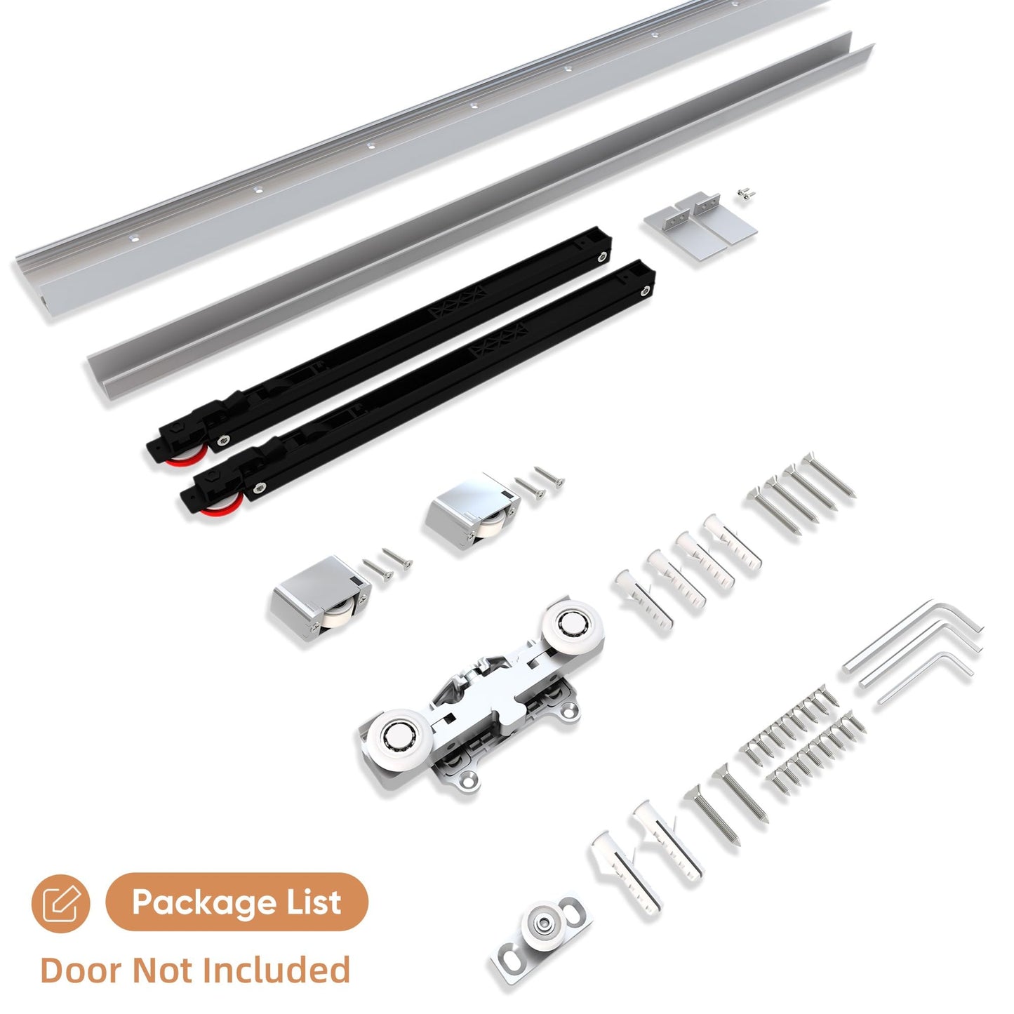 JUBEST 36" Concealed Barn Door Hardware Kit with Soft Close Mechanism, Wall Mounted Invisible Sliding Door Track for Opening Width 28" to 32", Hidden Barn Door Hardware Kit, Door Needs Groove