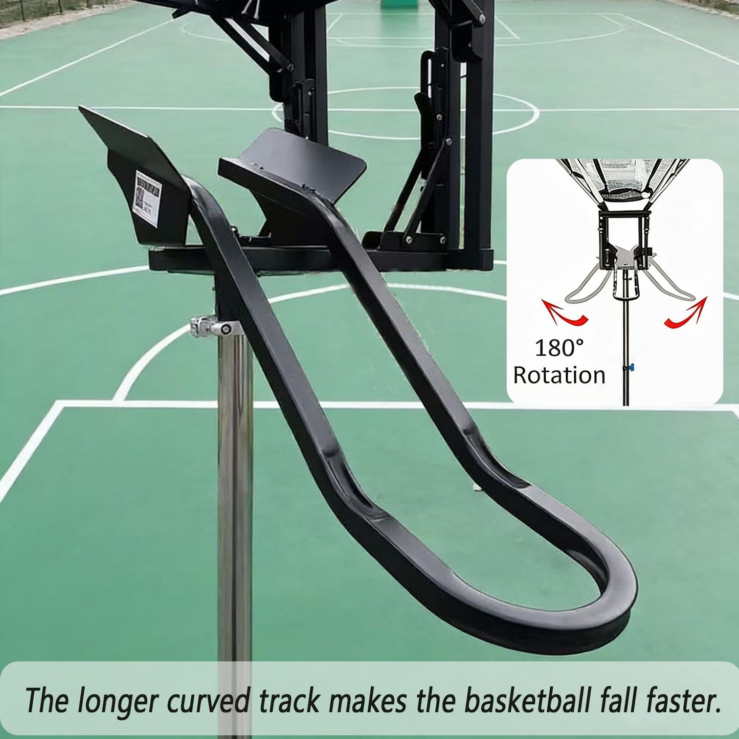 Basketball Rebounder 180° Rotating Universal Fit for All Rims, 86" Wide Net Return System, Portable Shooting High-Efficiency Training & Trainer for Solo Practice