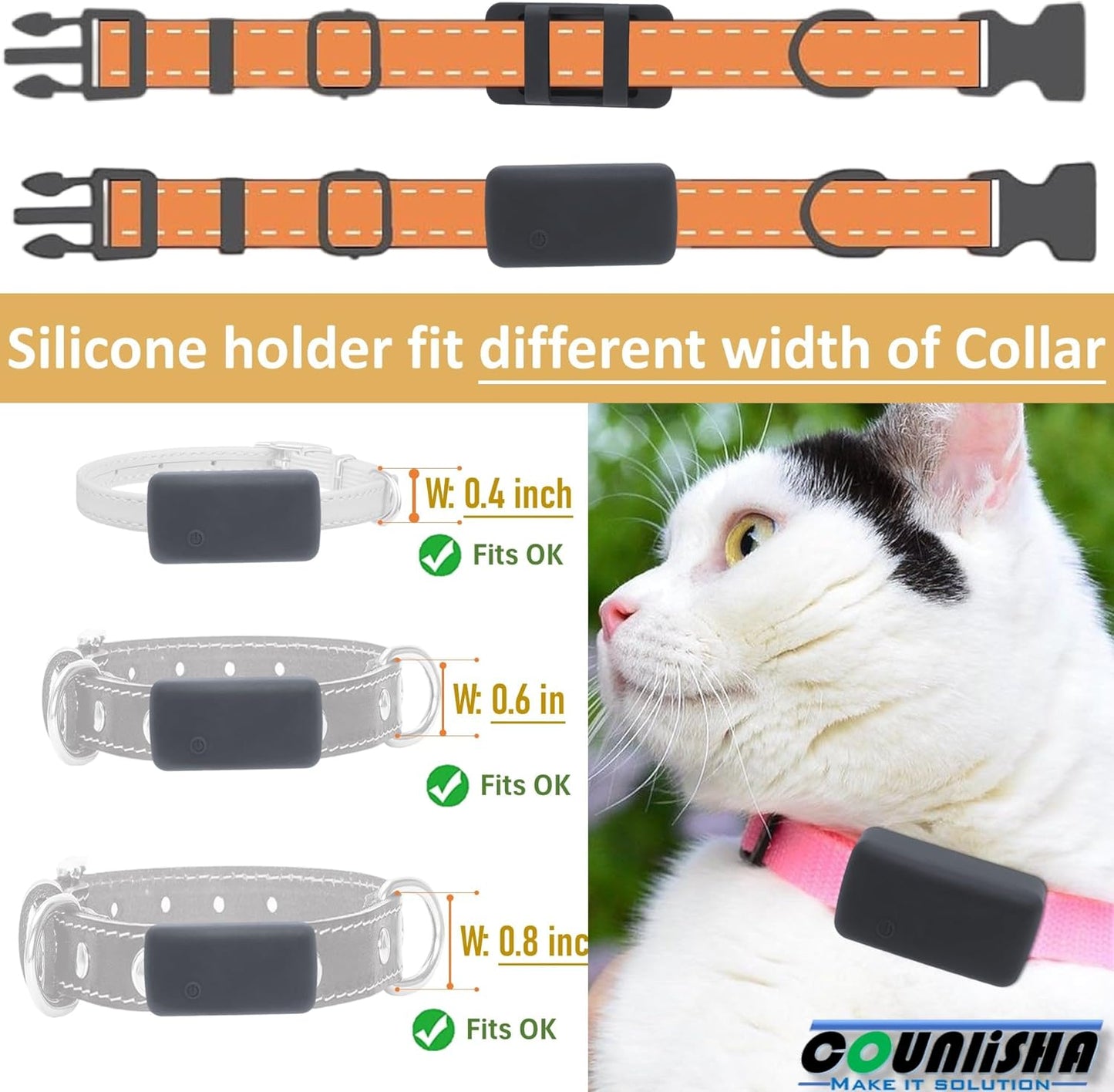 Counlisha (Black,2 Pack) Silicone Holder Compatible for Tractive cat mini Tracker,Rubber Accessories Cover tag