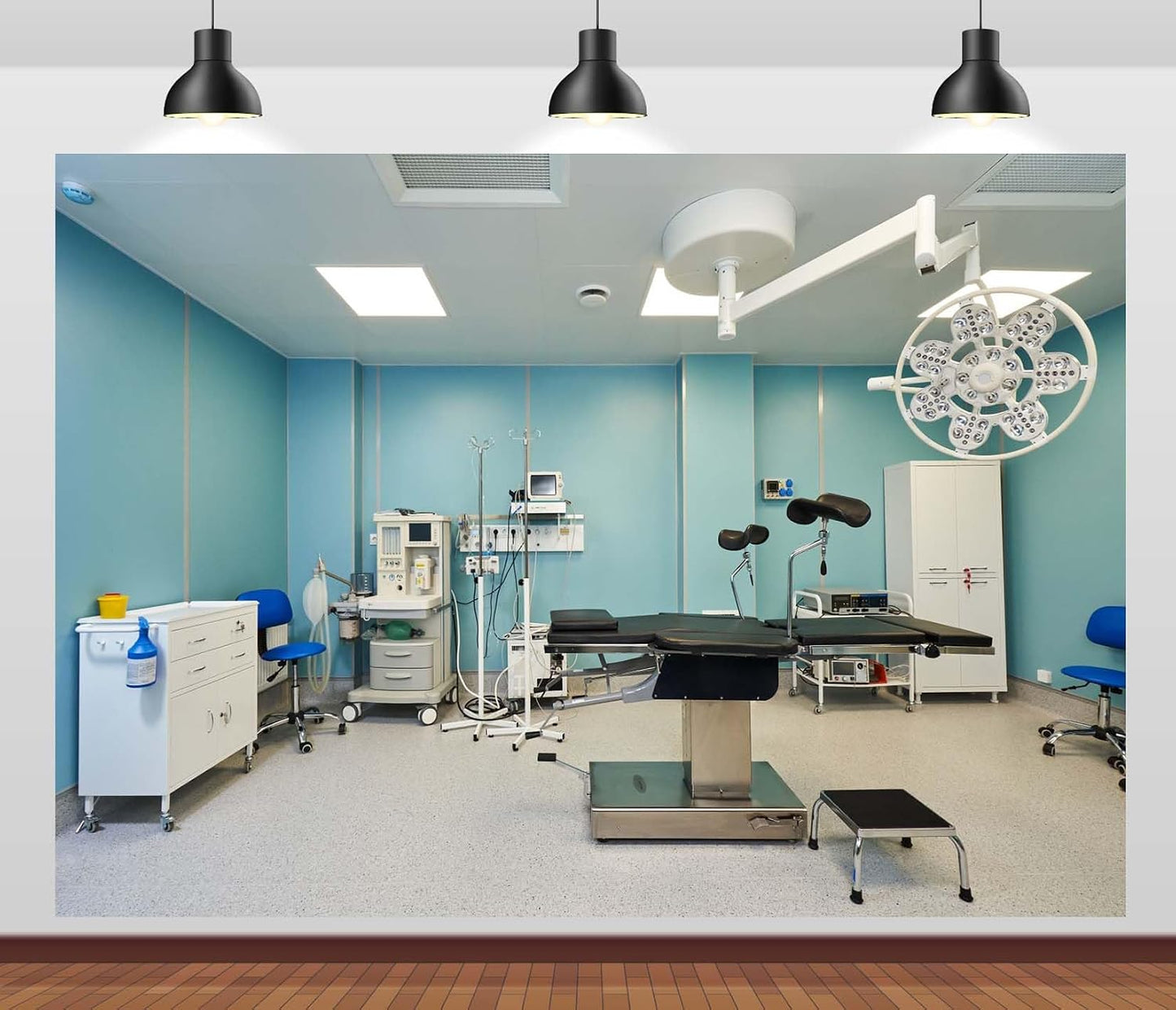 Loccor 7x5ft Fabric Hospital Operating Room Backdrop Doctor Surgery Anesthesia Bed Medical Equipment, Party Decoration
