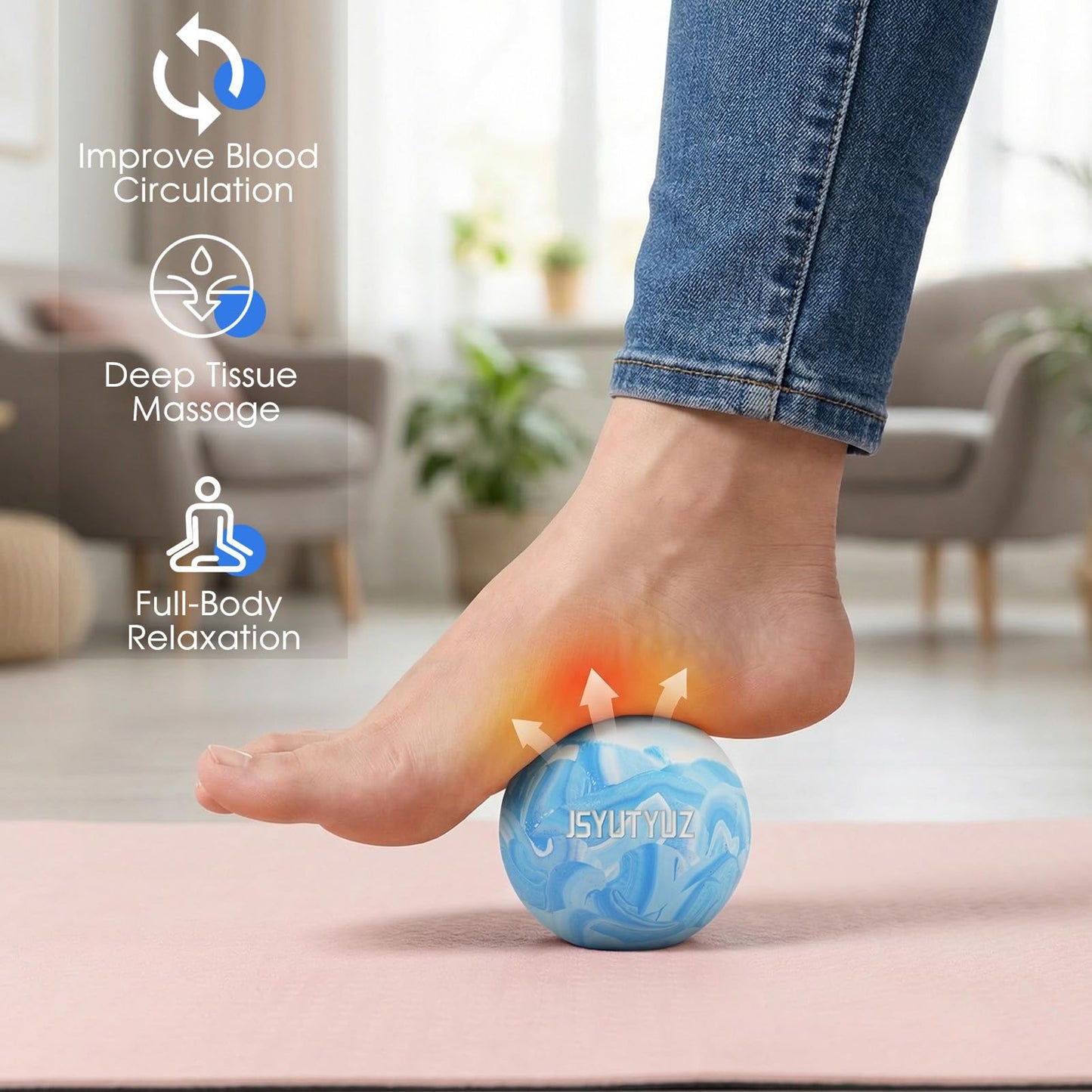 JSYUTYUZ Lacrosse Massage Balls for Myofascial Release, SGS Certification, Massage Deep Tissue for Shoulder and Back, Trigger Point Therapy, Muscle Knots, Relieving Muscle Pain, Yoga Ball for Feet