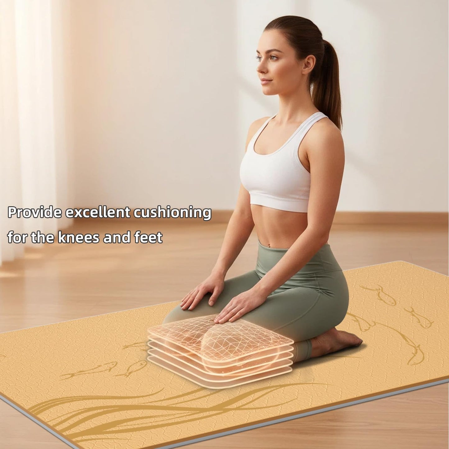 ONLYHE Extra Wide Thick Yoga Mat for Women and Men 76"x 40"x 10mm TPE Exercise Mat, Large-sized Non-slip Gym Yoga Mat,Workout mat,Pilates (Orange + Grey)