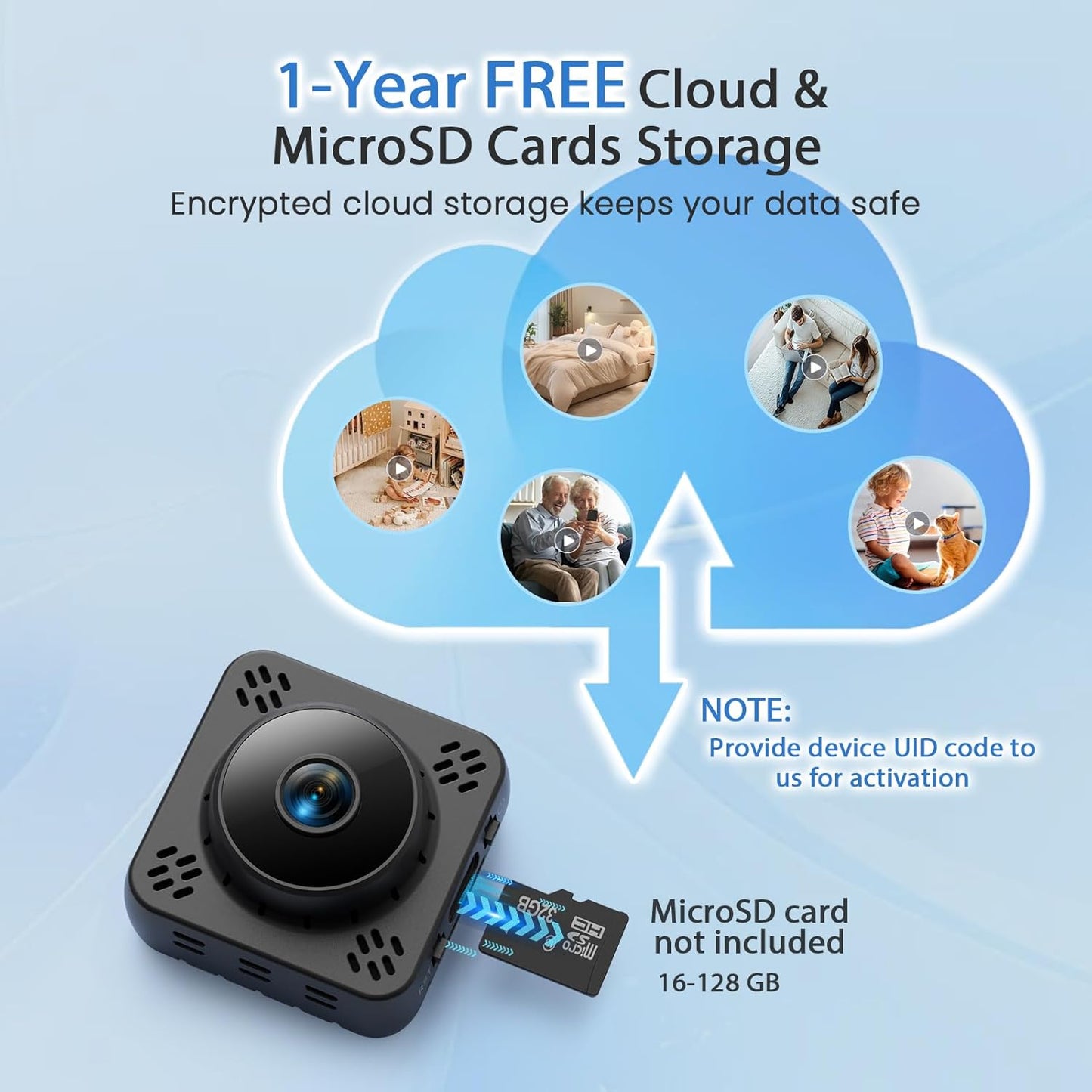 Shibet Hidden Camera, Mini Nanny Cam Wireless with Free Cloud Storage, WiFi & Offline Recording, Motion Detection
