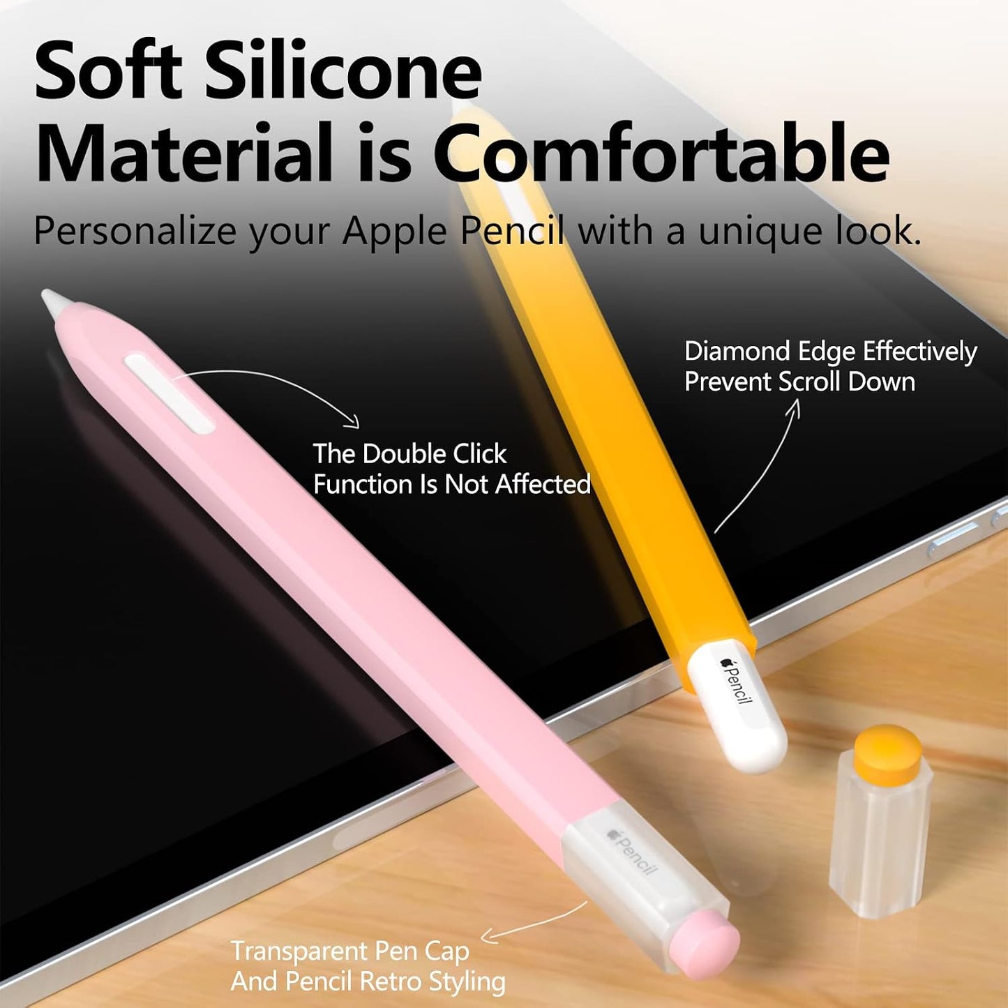 JOOSKO 2nd 5 Classic Silicone Pencil Case Compatible with Apple Pencil Generation Case Cover Sleeve,[with Cloth Fiber