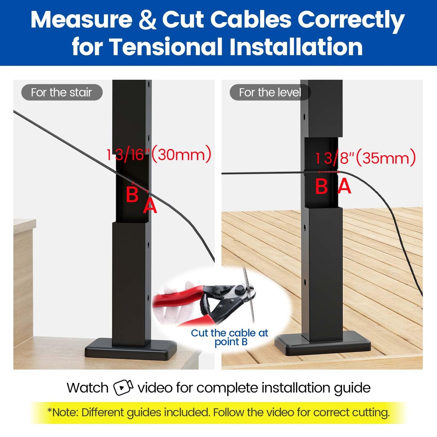 [Patent] Muzata 20 Pack 1/8" Black Invisible Cable Railing Kit Hardware Upgraded Hand Swage Tensioner Hidden for 2"x2" Metal Post T316 Stainless Steel Deck Cable Railing System CB40