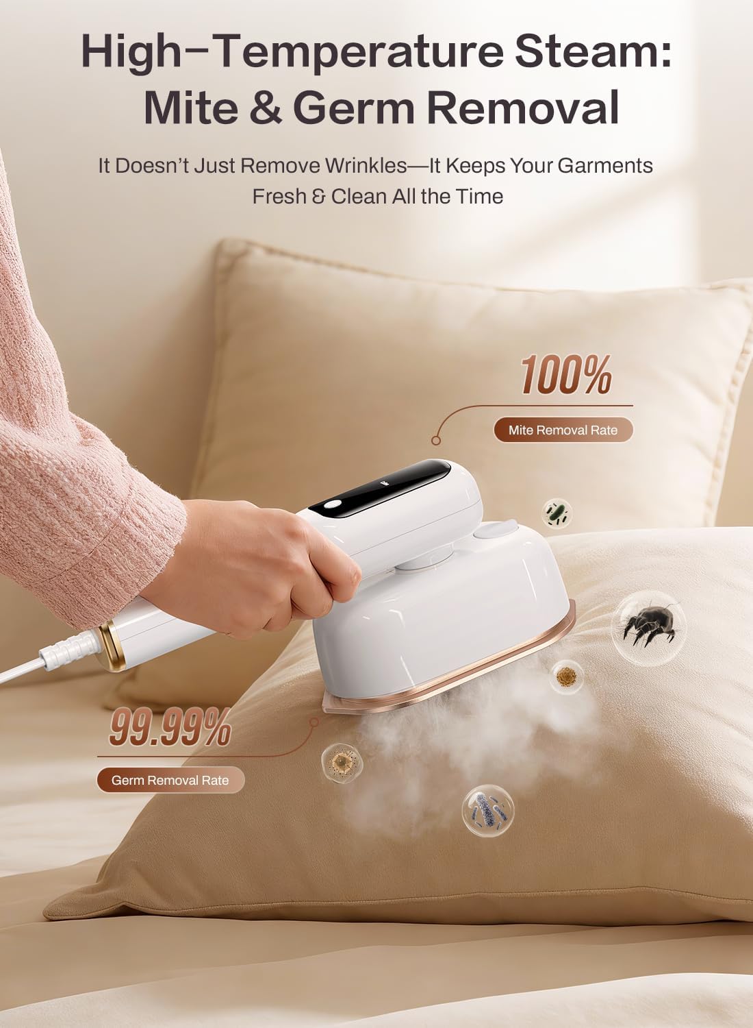 Skiennix Travel Steamer - 2-in-1 Handheld Garment Steamer & Iron | 1200W Fast Heat-Up, 5 Steam Modes, Self-Cleaning