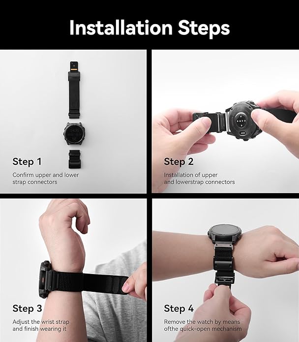 Aulumu C11 for Garmin Watch Band 26MM | Mag Buckle Slim Band | Memory Quick Release | Velvet Nylon Braid | Stainless Steel Magnetic Clasp