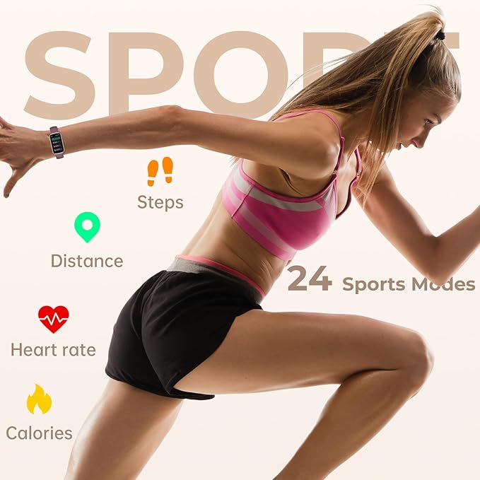 Health Fitness Tracker Smart Watch with 24/7 Heart Rate, Blood Oxygen, Sleep Tracker, Pedometer, 3 Colorful Bands & 3ATM Waterproof Activity Tracker with Step Calorie Counter, Smoke Violet