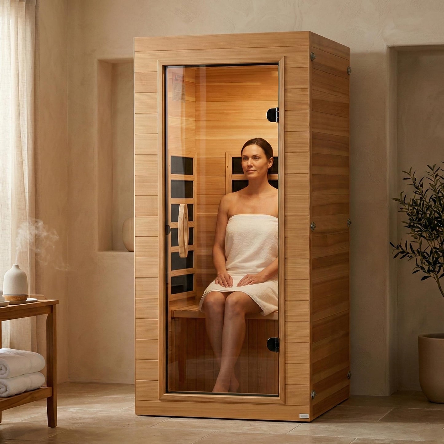 DYNAMIC SAUNAS Elite 1 Person Compact Ultra Low EMF FAR Infrared Sauna with Red Light Therapy & Bluetooth Speakers - Personal Indoor for Home & Gym
