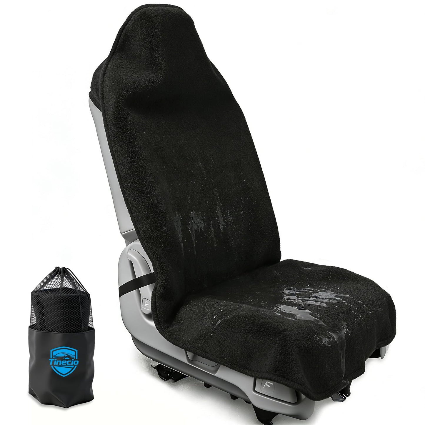 Tinecio Waterproof Towel Car Seat Cover - Sweat-Wicking Post-Workout Seat Protector for Athletes, Gym, Yoga, Beach - Non-Slip, Machine Washable, Universal Fit Front Seat Mat