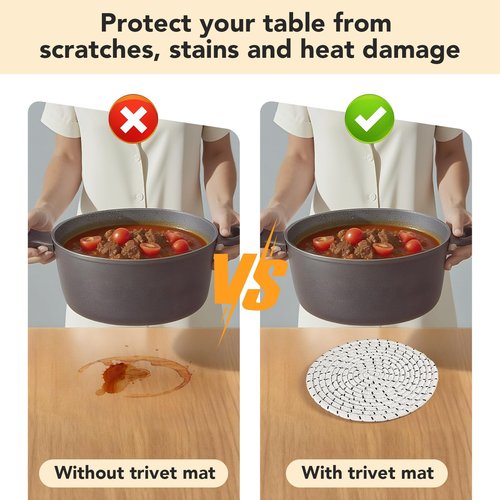 7 Inches Trivets for Hot Dishes, Hot Pots and Pans, 4Pcs Thick Heat Resistant Trivet Mats for Kitchen，Pot Holders for Kitchen Counter, Table, Home Essentials, Kitchen Decor for Table Countertops
