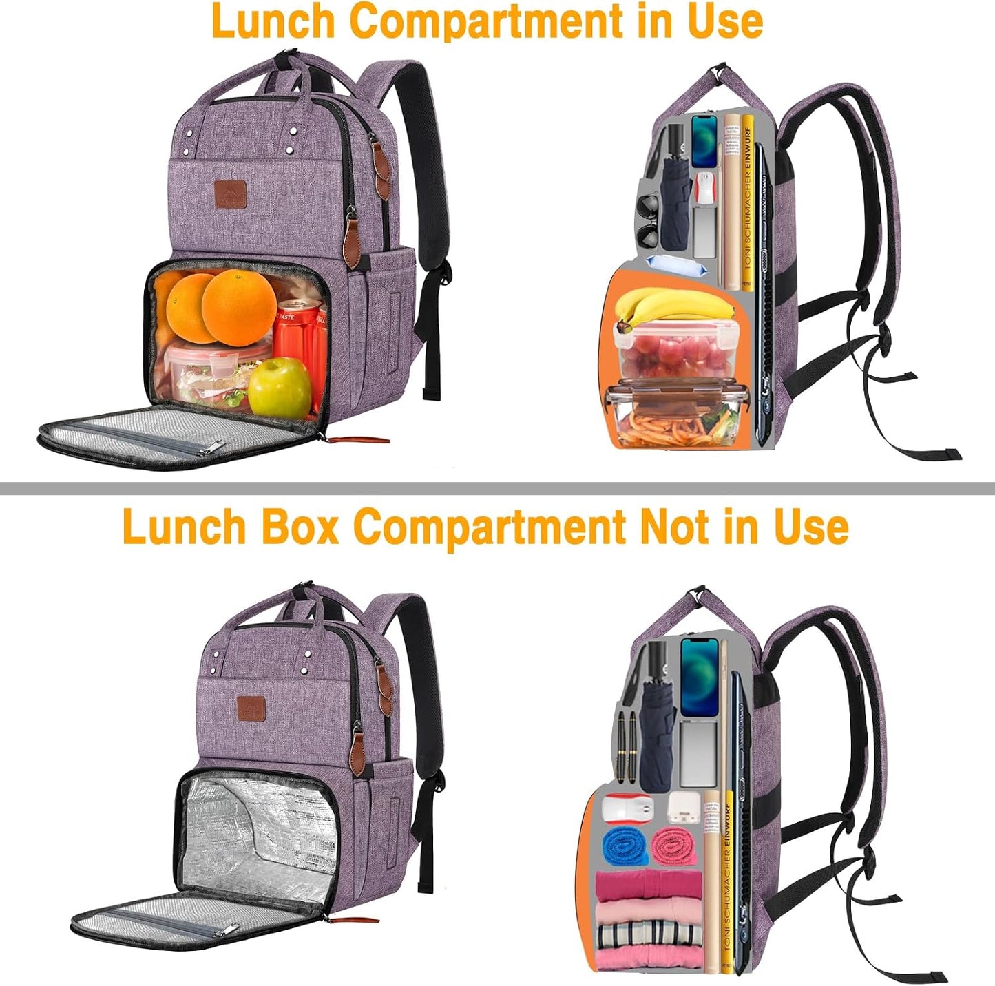 Backpack Backpacks 15.6 inch MATEIN Laptop with Lunch Box, Insulated Women with Cooler Compartment, Fits Laptop Water