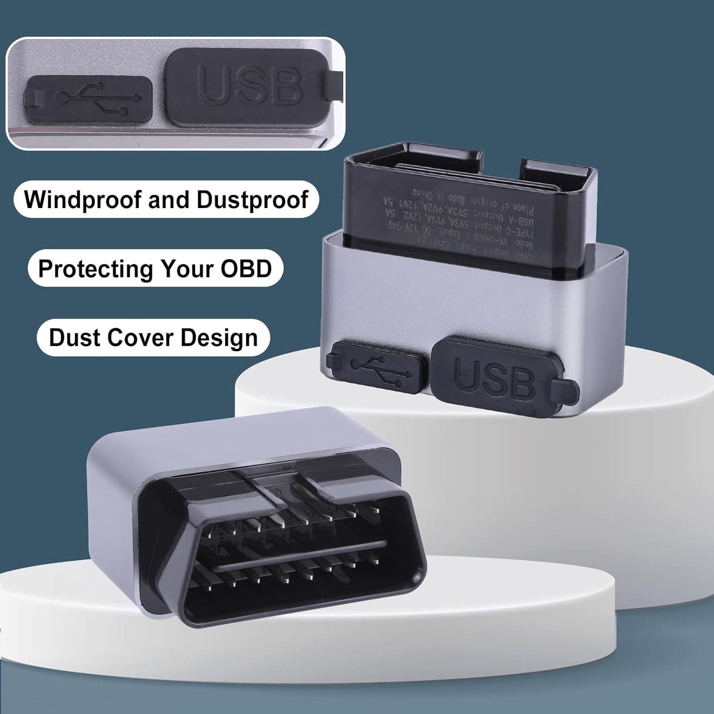 FRCVESNG DC1224V Car OBD Power Adapter, OBD Male to Type-C USB Female Charger OBD Car Charger for Mobile Phones, Dash
