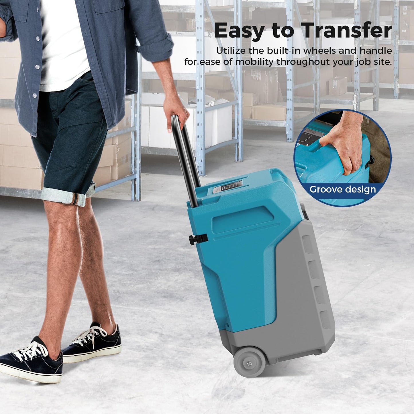 ALORAIR 170 PPD Commercial Dehumidifier with Pump & Drain Hose, LGR Industrial Use, Portable Dehumidifier with Wheels for Water Damage Restore, Carpet Drying, 6-Year Limited Warranty, Storm 80X (Blue)