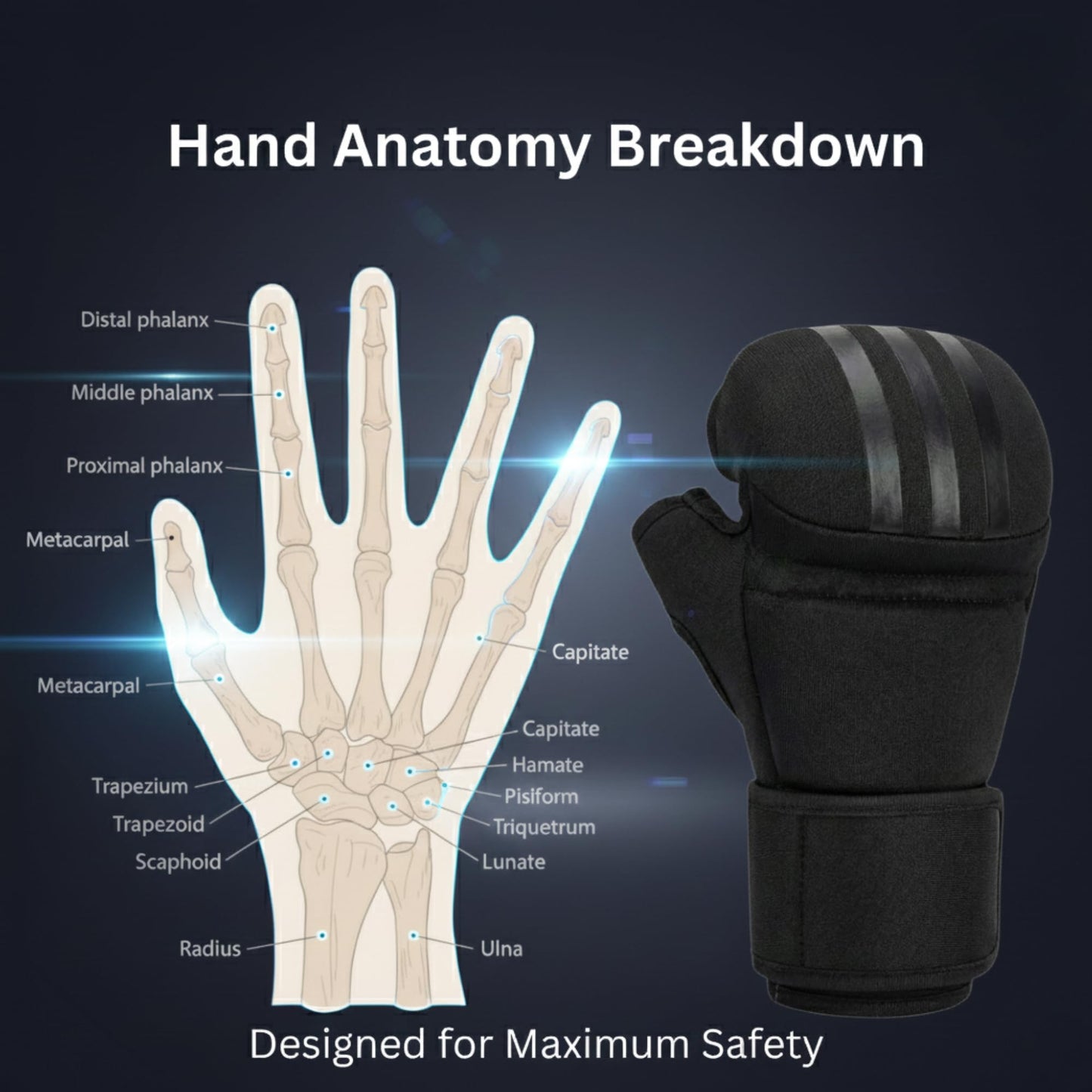 Protective Boxing Hand Wraps for Men & Women, Knuckle Guard Padding, Wrist Stabilizer, Upper Hand Shell & Thumb Shield - Proprietary Safety Technology Designed for Boxing, Muay Thai, MMA, Sparring L