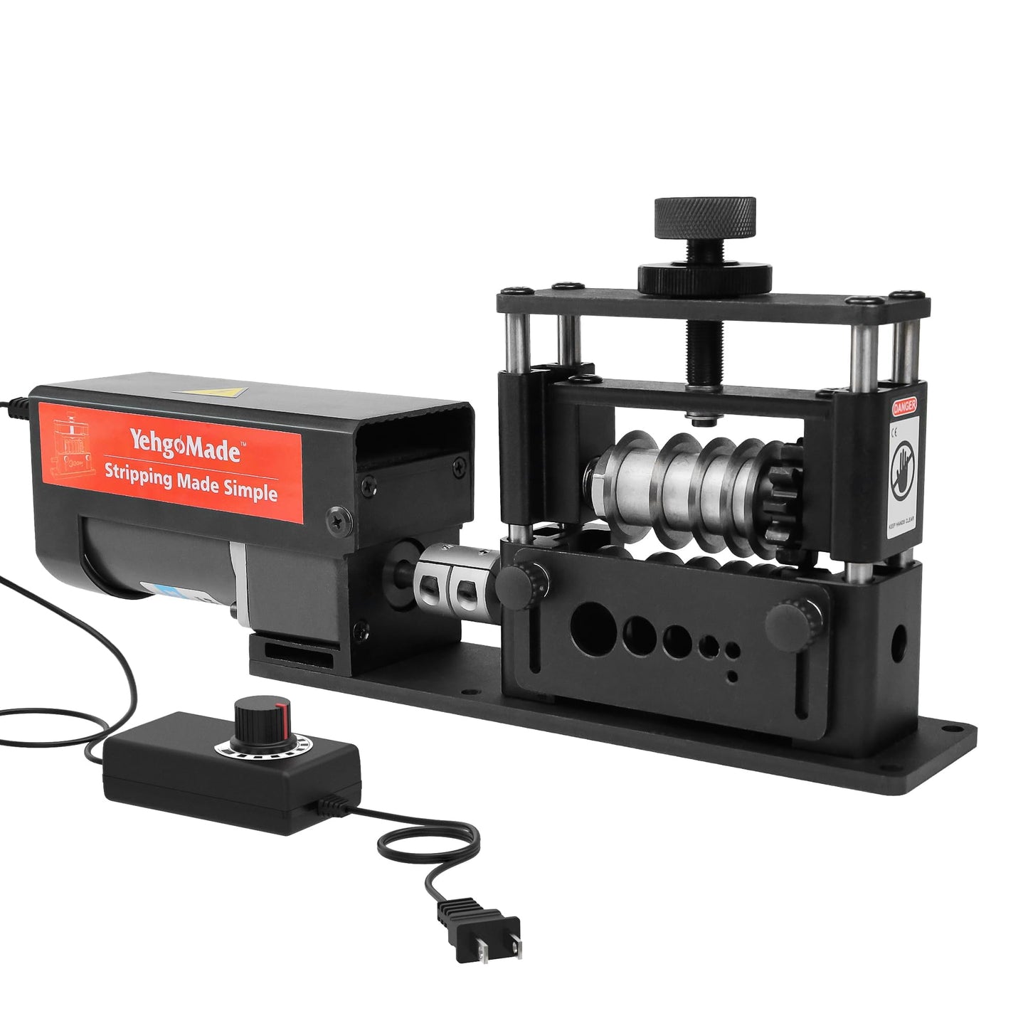 YehgoMade Automatic Wire Stripper Machine with Upgraded Motor, Electric Cable Stripping Tool Featuring 6 Channels and 5 Carbide Blades for Efficient Copper Wire Recycling (250 MCM–14 AWG)
