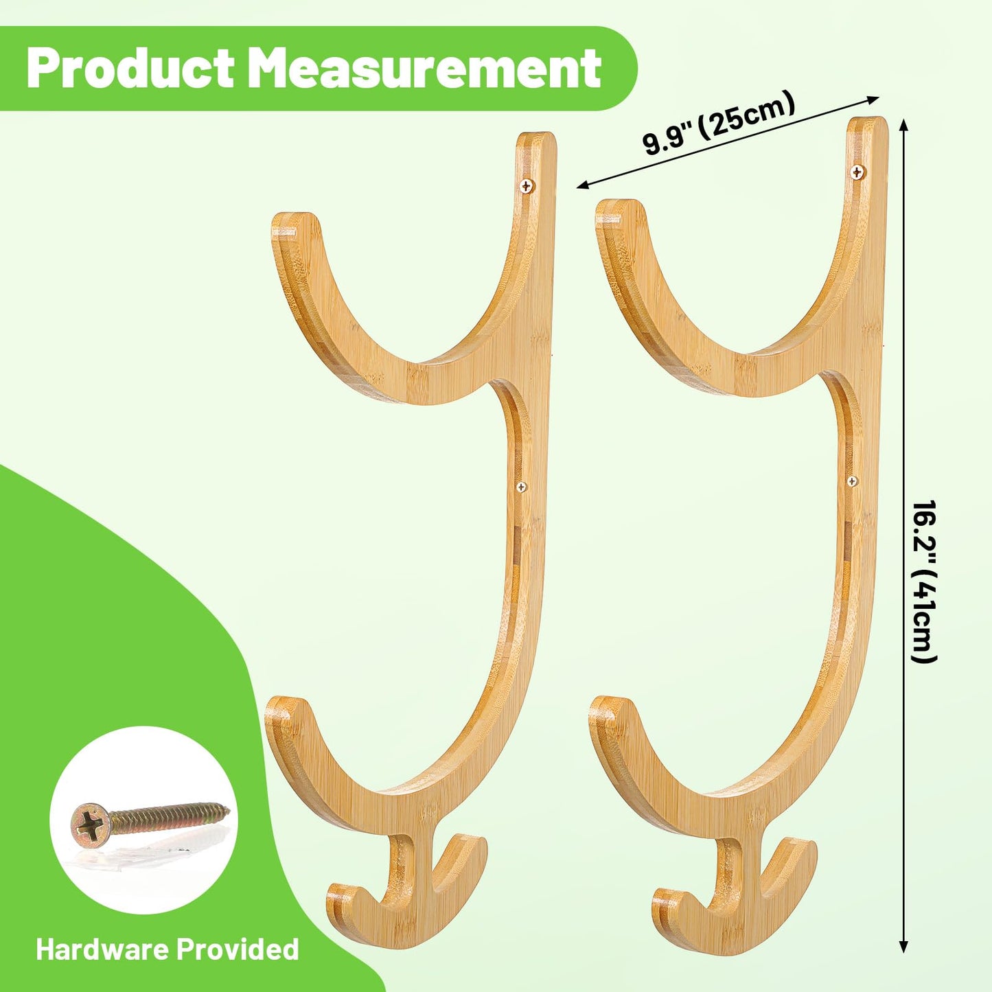 Wooden Yoga Mat Storage Rack Wall Mount, Yoga Mat Holder Hanging Hooks for Home Gym Equipment Storage, Fitness Class Room Mats Storages Organizer for Resistance Band, Home Gym Accessories