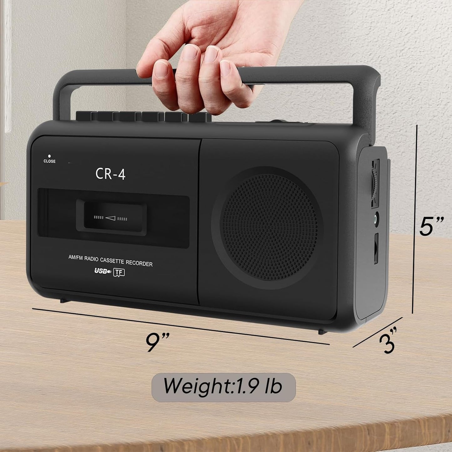 Kuephom Cassette MP3 Portable Tape Player Recorder,Boombox Radios Convert AM/FM and to Tapes,Builtin Microphone