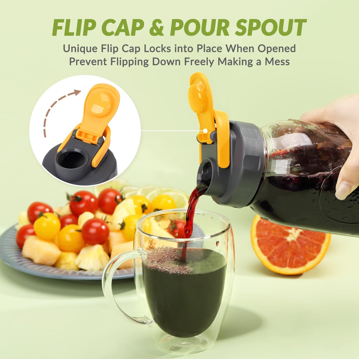 Soligt 6 Pack Mason Jar Lids, Regular Mouth Pour Spout Flip Cap Lids for Ball Brand Mason Jars, Leak Proof Airtight for Drinking Salad Dressing & Food Storing (jars are not included)
