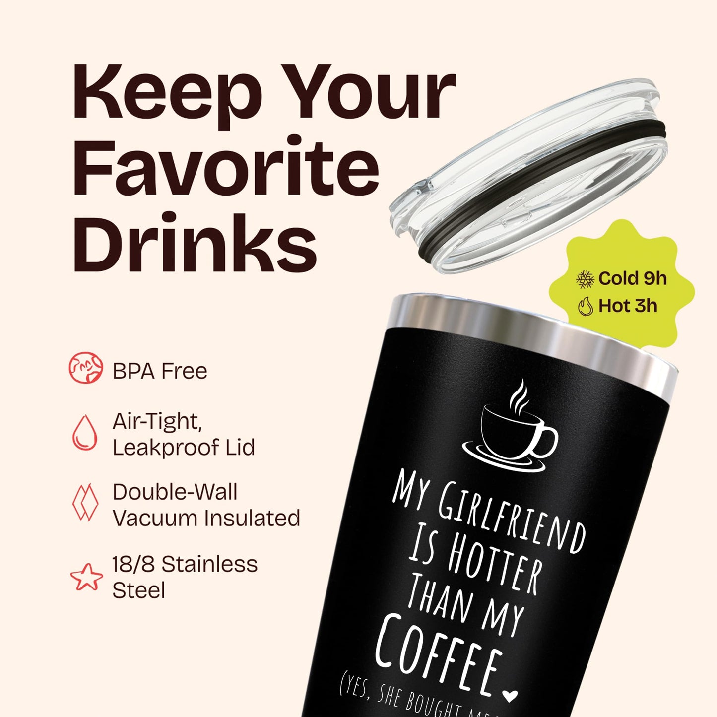 KLUBI You're The Best Thing I Found On The Internet Black Tumbler 14 Ounce - Husband Birthday Gift from Wife, Funny Romantic Cup, Anniversary Present for Men, Boyfriend Gifts, Presents For Him