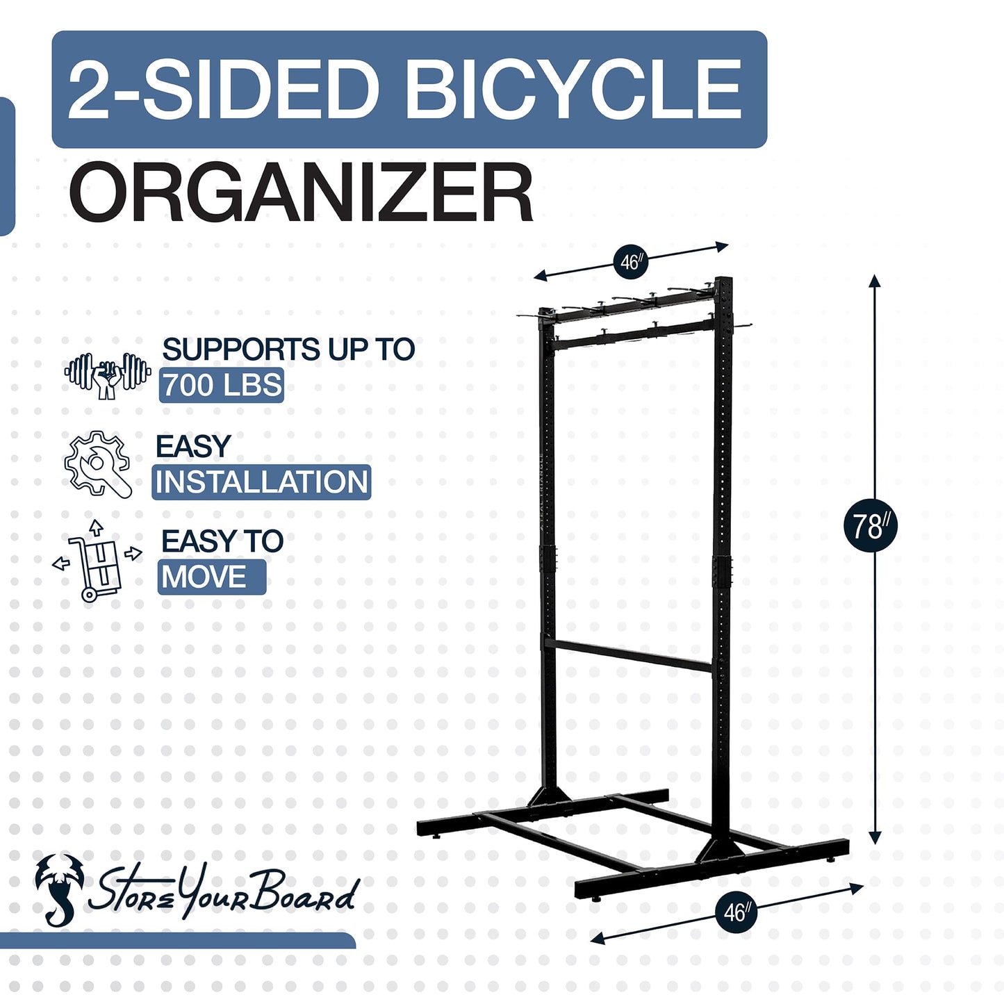 StoreYourBoard Vertical Bike Rack Garage Storage System for 8 Bikes | Freestanding Bike Rack Heavy Duty Floor Bike Stand Bicycle Organizer for Road Mountain Hybrid Kids Bikes | Holds upto 300 lb