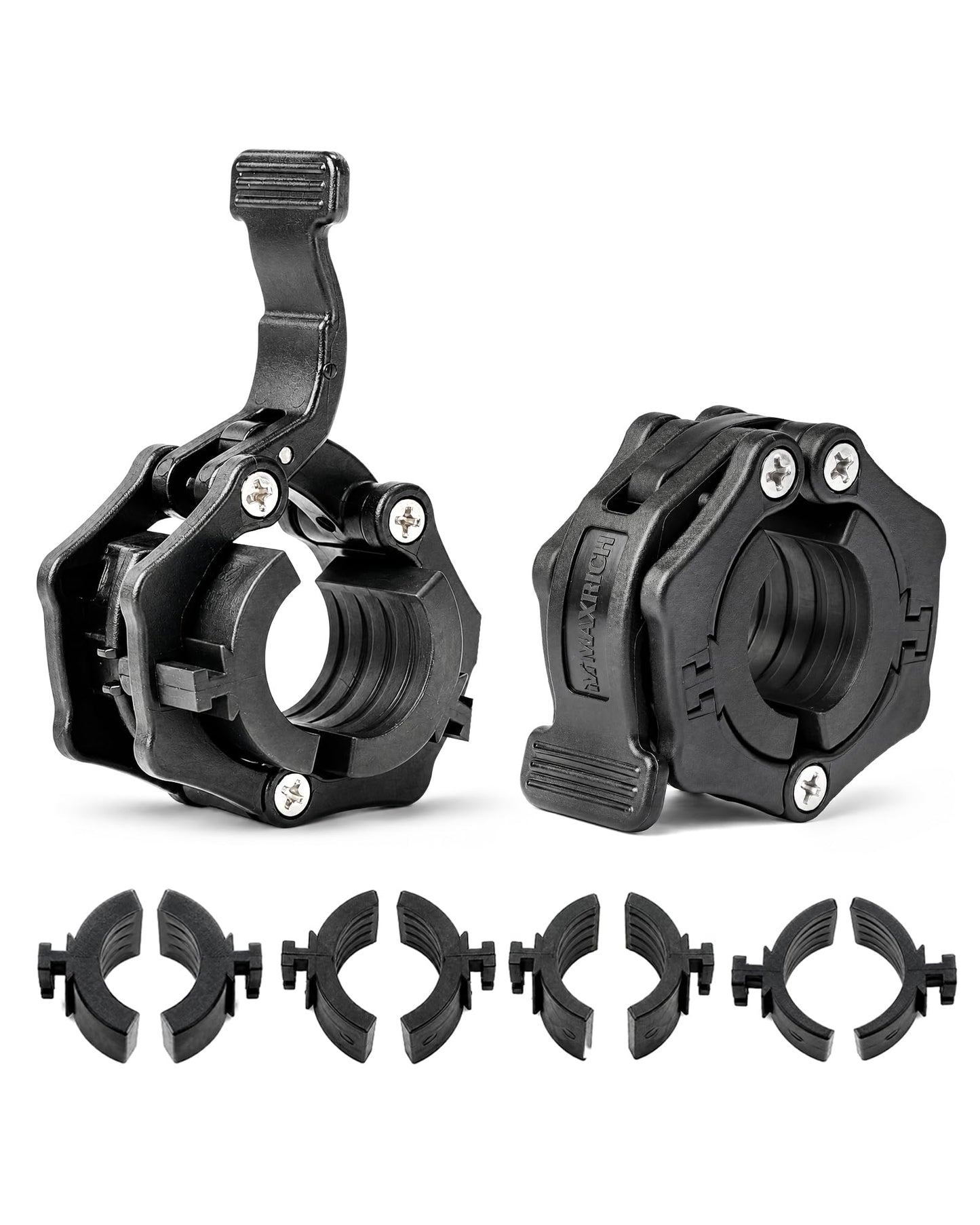 MAXRICH Ultra-Thin 1-Inch Barbell Clamps, Quick Release Weight Clips for 23–30mm Bars, Secure Barbell Collars for Home Gym