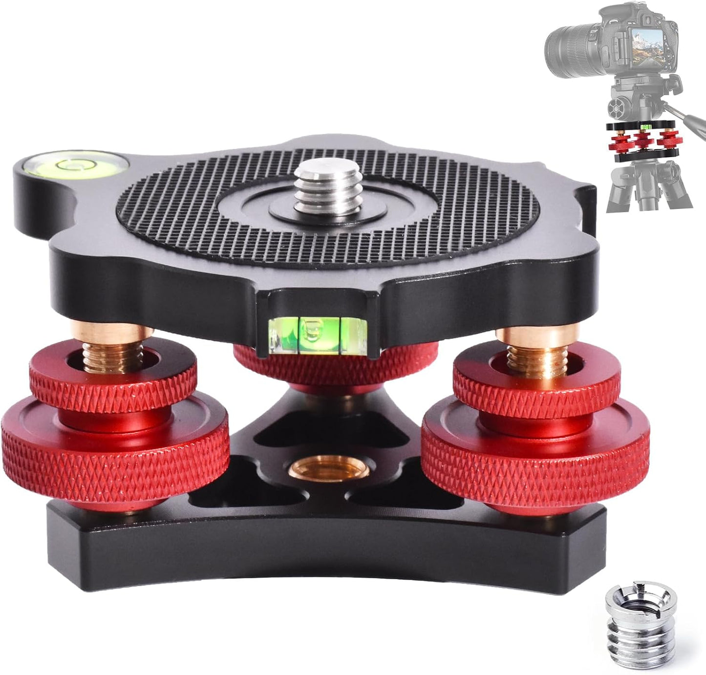 yqlbgprj Leveler,3/8Thread,+/-5Precise 3axis Head,LP642026 Tripod Leveling Base,Camera Head Angle