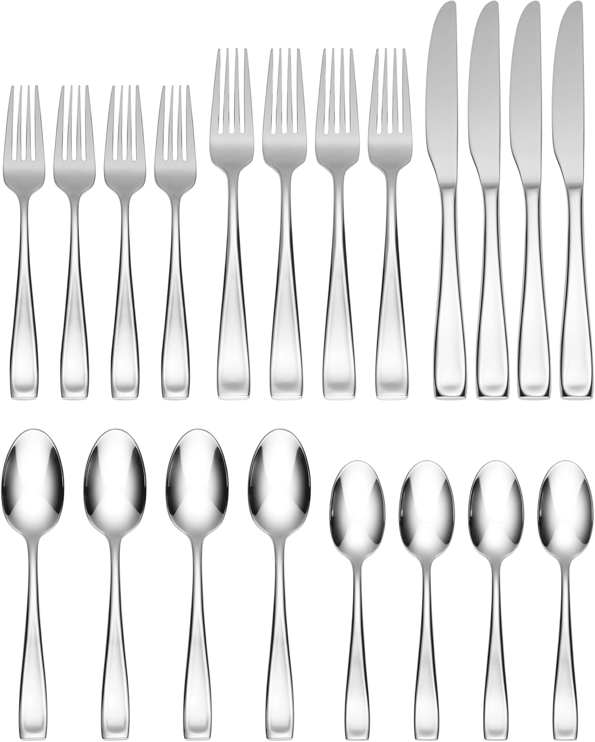 Oneida Moda Mirror 20-Piece Silverware Set - 18/10 Stainless Steel, Dishwasher Safe, Service for 4