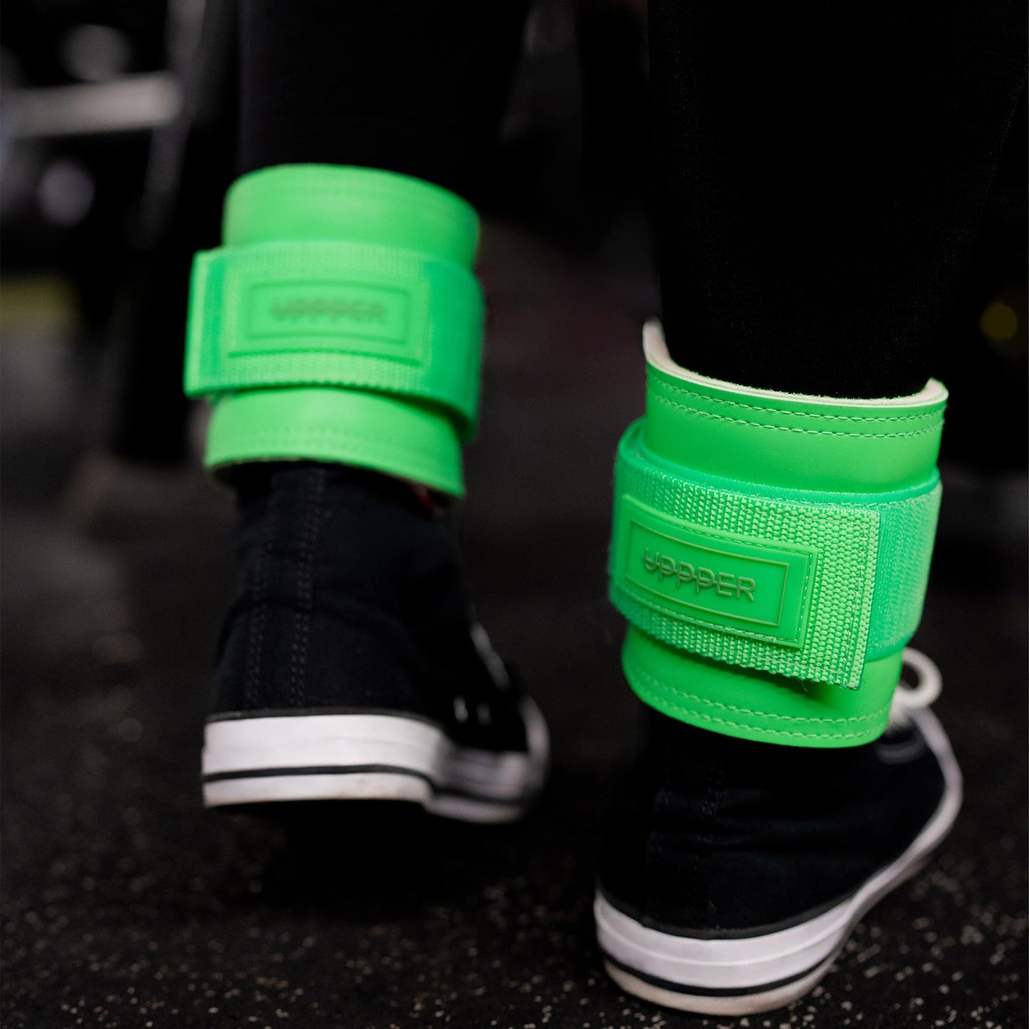 UPPPER Ankle Straps for Cable Machines (Pair) – Double D-Ring, Adjustable, Padded for Comfort – Ideal for Kickbacks, Glute Workouts, and Lower Body Exercises for Women and Men | Premium Fitness Gear (Neon Green)