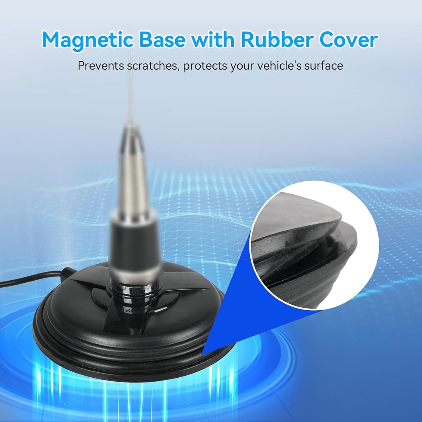 Retevis 16.4ft SL16.J,150mm Radio(1 Pack) Mobile Antenna Magnetic Mount Base with NMO Connector,Mobile Radio Antenna