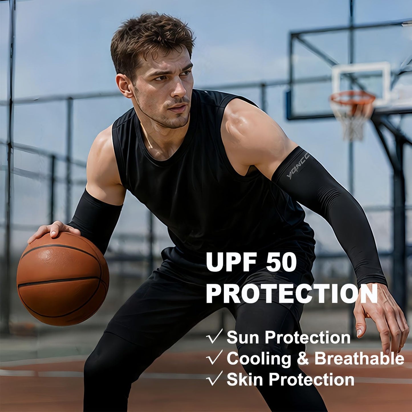 YQXCC 4 Pairs Arm Sleeves, Cooling UV Sun Protection Sports Compression Sleeves for Men Women, Golf Basketball Arm Sleeves