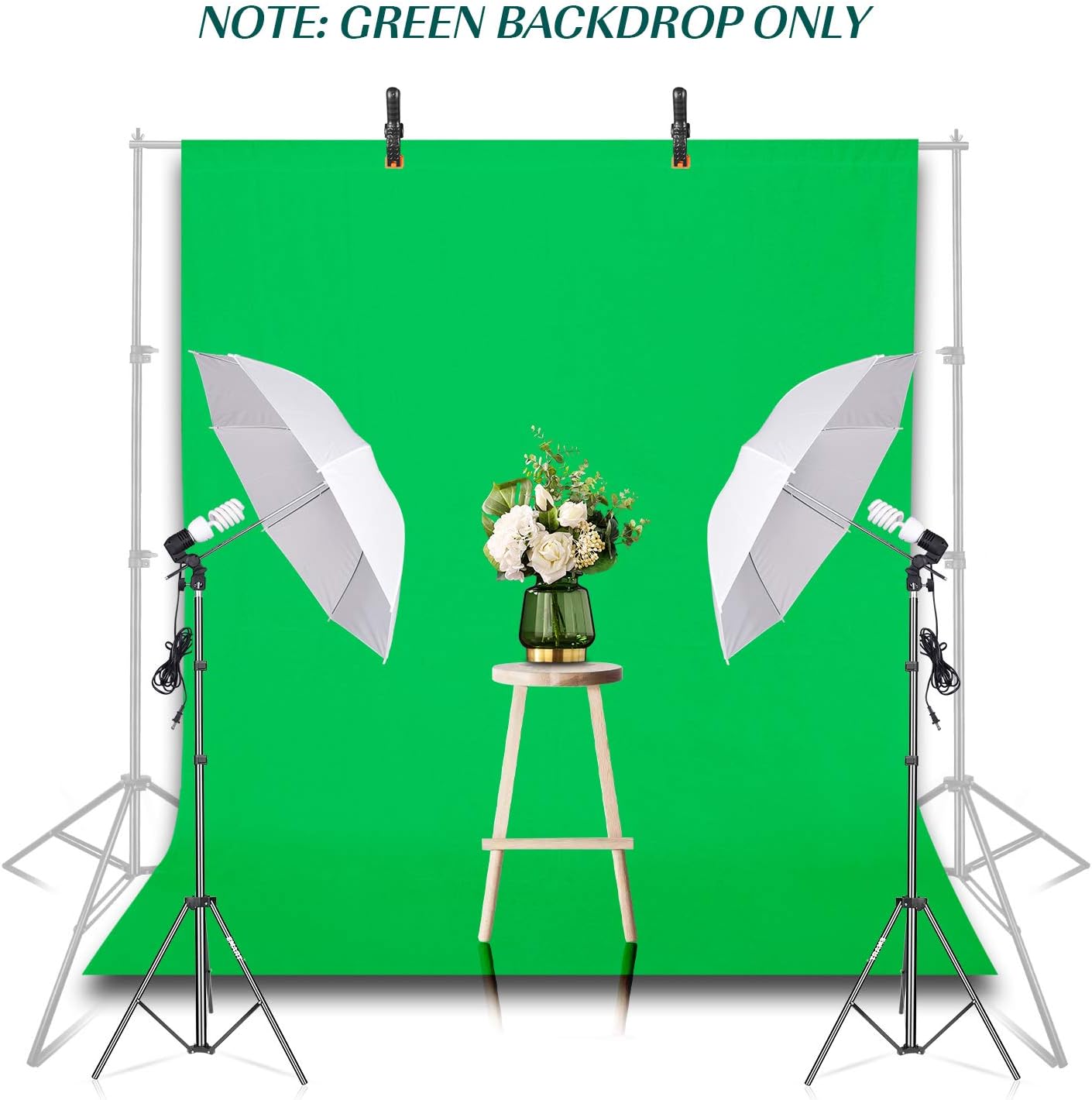 EMART 5x7ft 2 Green Screen Backdrop, Polyester Wrinkle-Resistant Curtain Fabric, Chroma-Key greenscreen Cloth Sheet