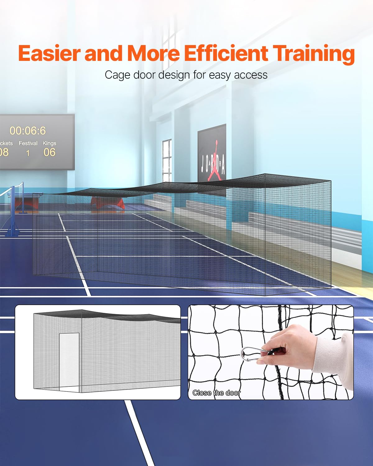 VEVOR Baseball Batting Netting,35 FT Softball Baseball Batting Hitting Training Net, Professional Practice Portable Pitching Cage, Heavy Duty Enclosed PE Net, with Door & Carry Bag (NET ONLY).