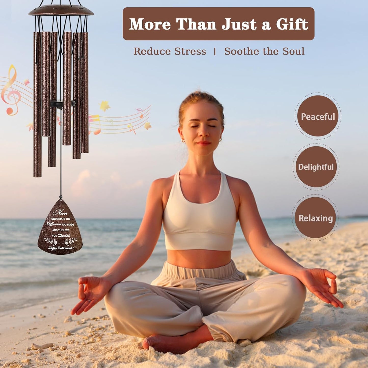 Soopau Wind Chimes - Thoughtful Retirement Gift for Men & Women | 32" Size for Colleagues & Friends