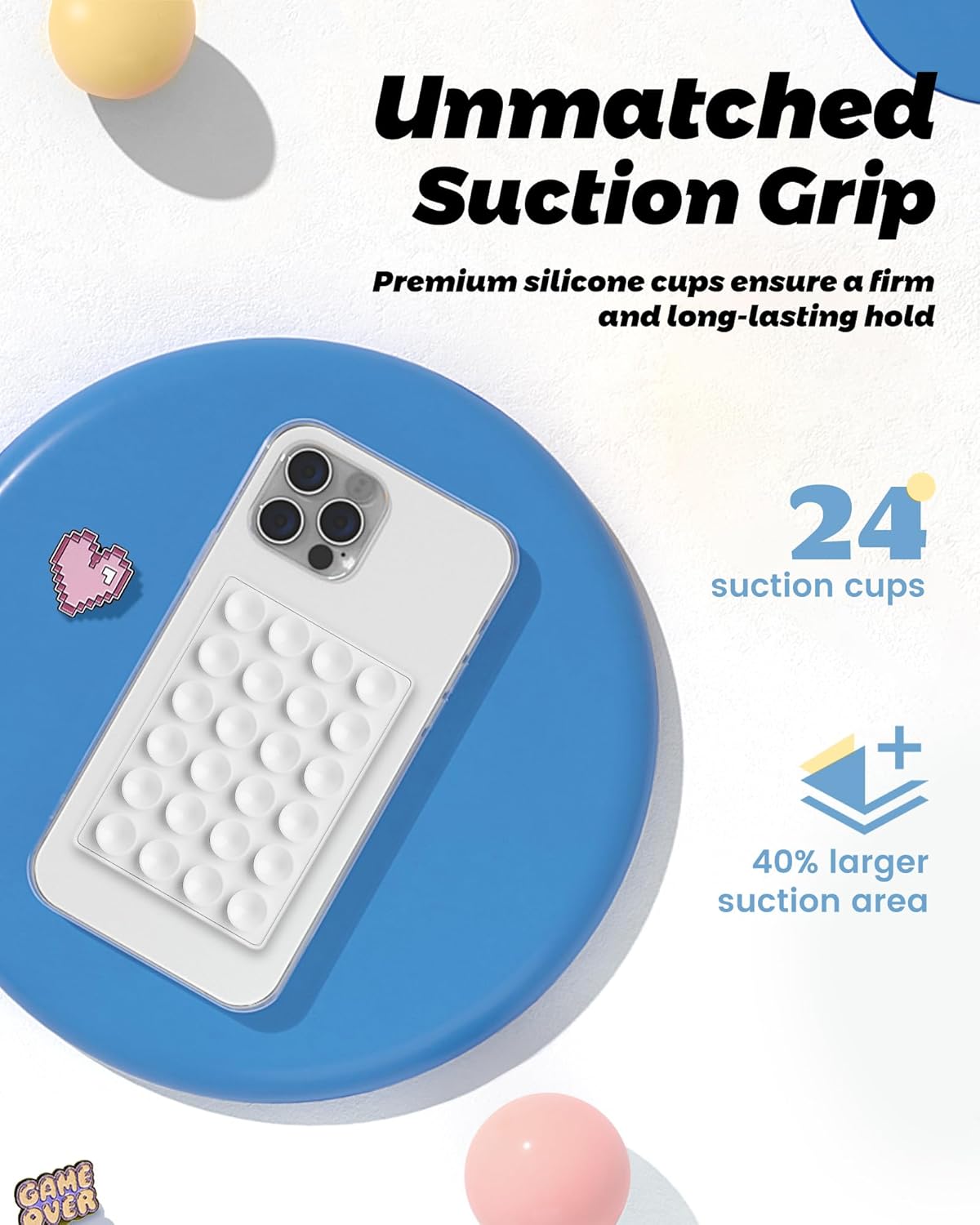 amBand Magnetic Suction Mirror Window Phone Holder, Sticky Grip Double Sided Mount for iPhone, Gym Bathroom Kitchen