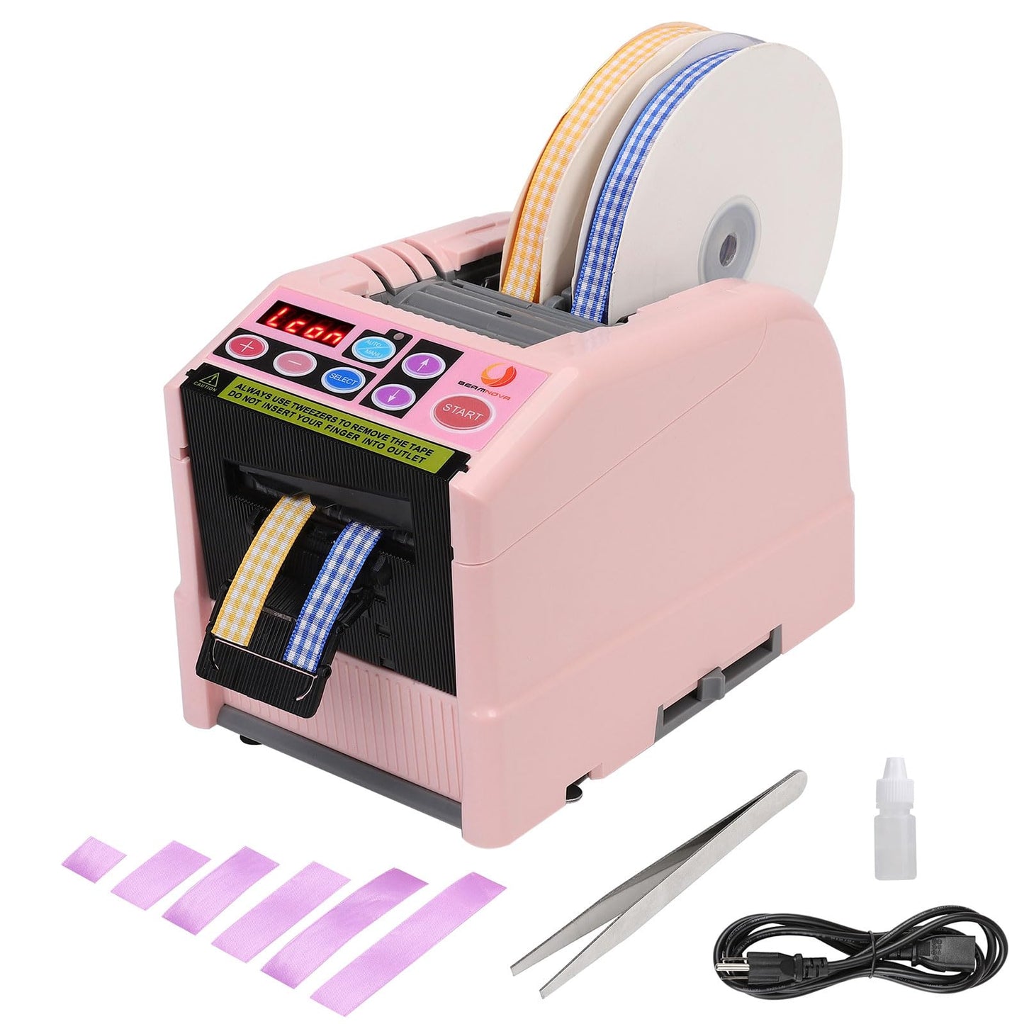 BEAMNOVA Upgraded Ribbon Cutter Machine Automatic Tape Dispenser Desktop Electric Auto Precut Adhesive Tapes Cutting Machine, 6 Lengths Sets, 6-60 mm Width, 5-999 mm Length
