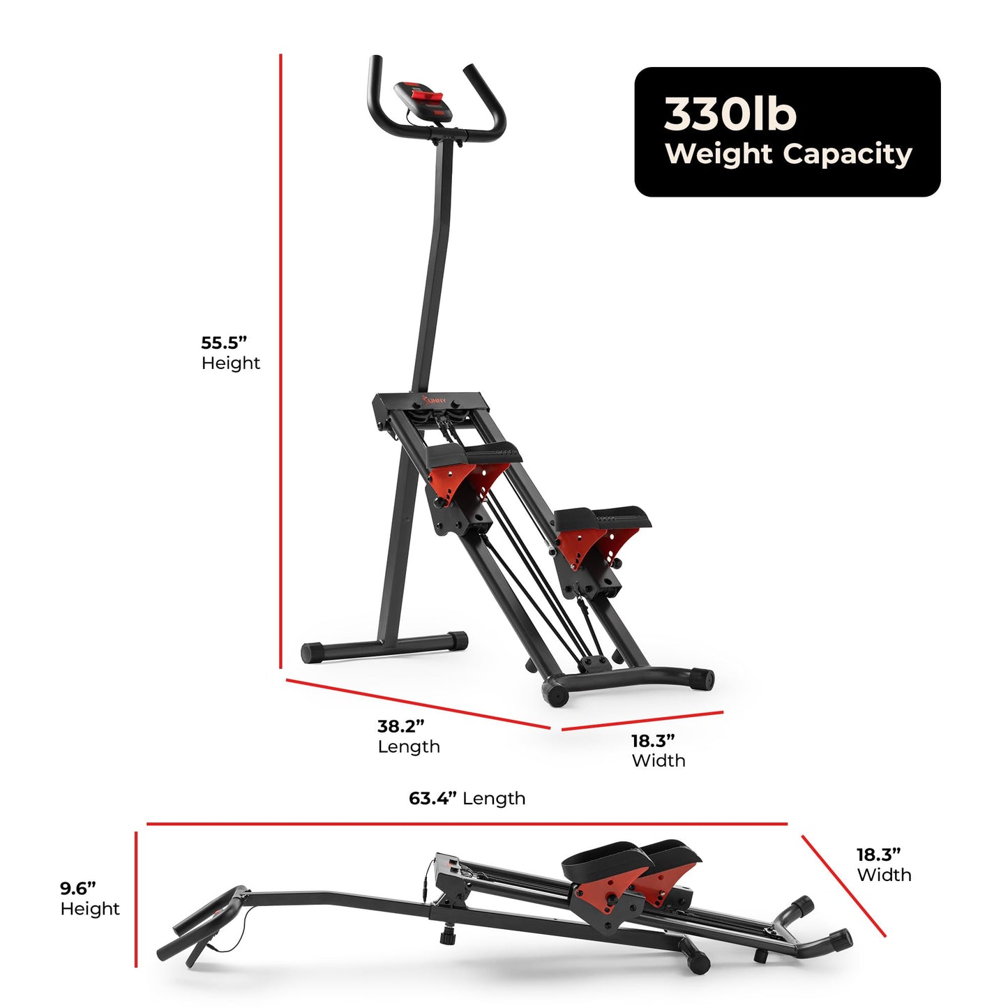 Sunny Health & Fitness Smart Foldable Stair Climber with Balance-Assist Cords - SF-S025005