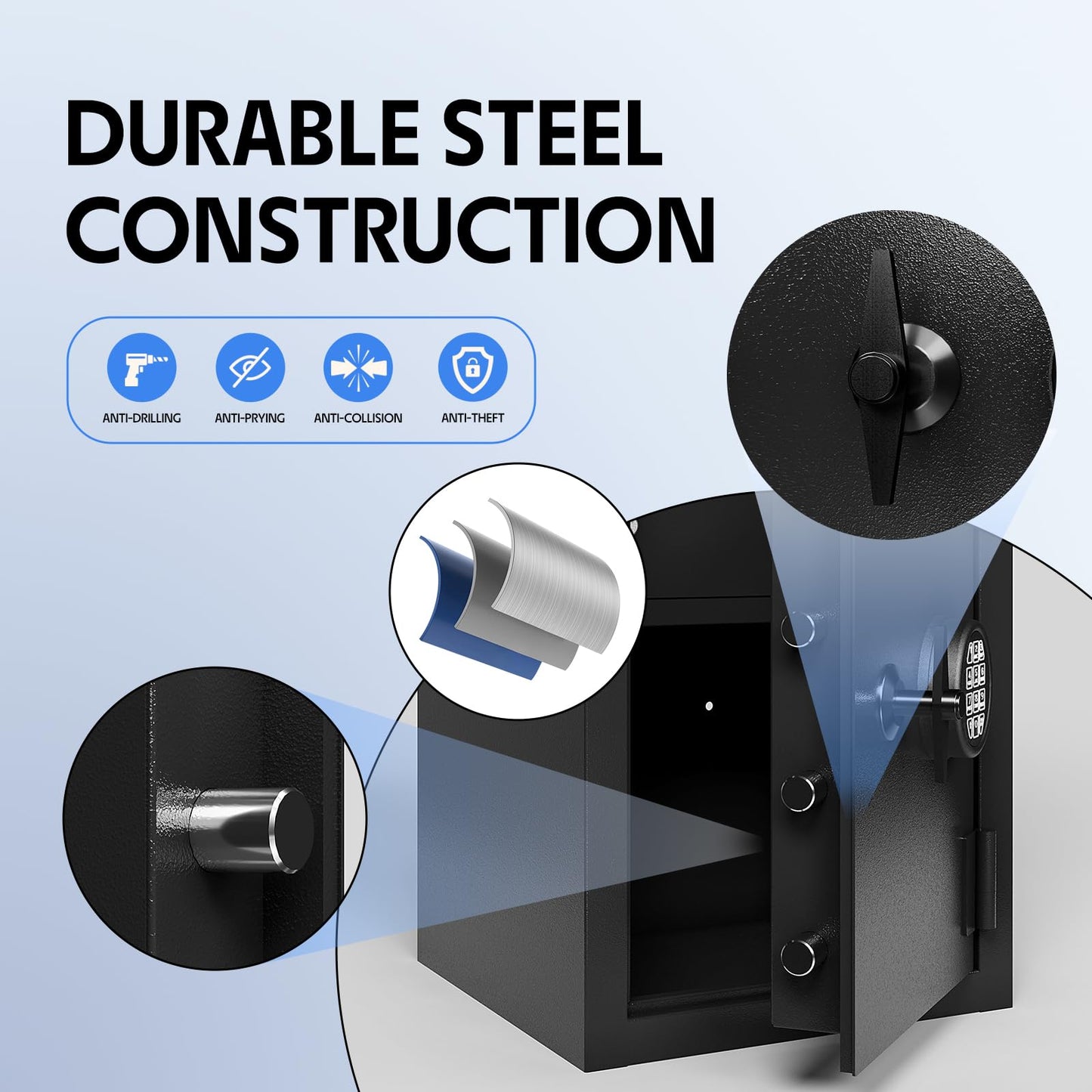 Cash Safe With Drop Slot 4.0 CUB Drop Safe for Business Money Depository Safes Box With Internal Keyed Locking Compartment Anti-Fishing Digital Combination for Home Hotel Restaurant Liquor Store