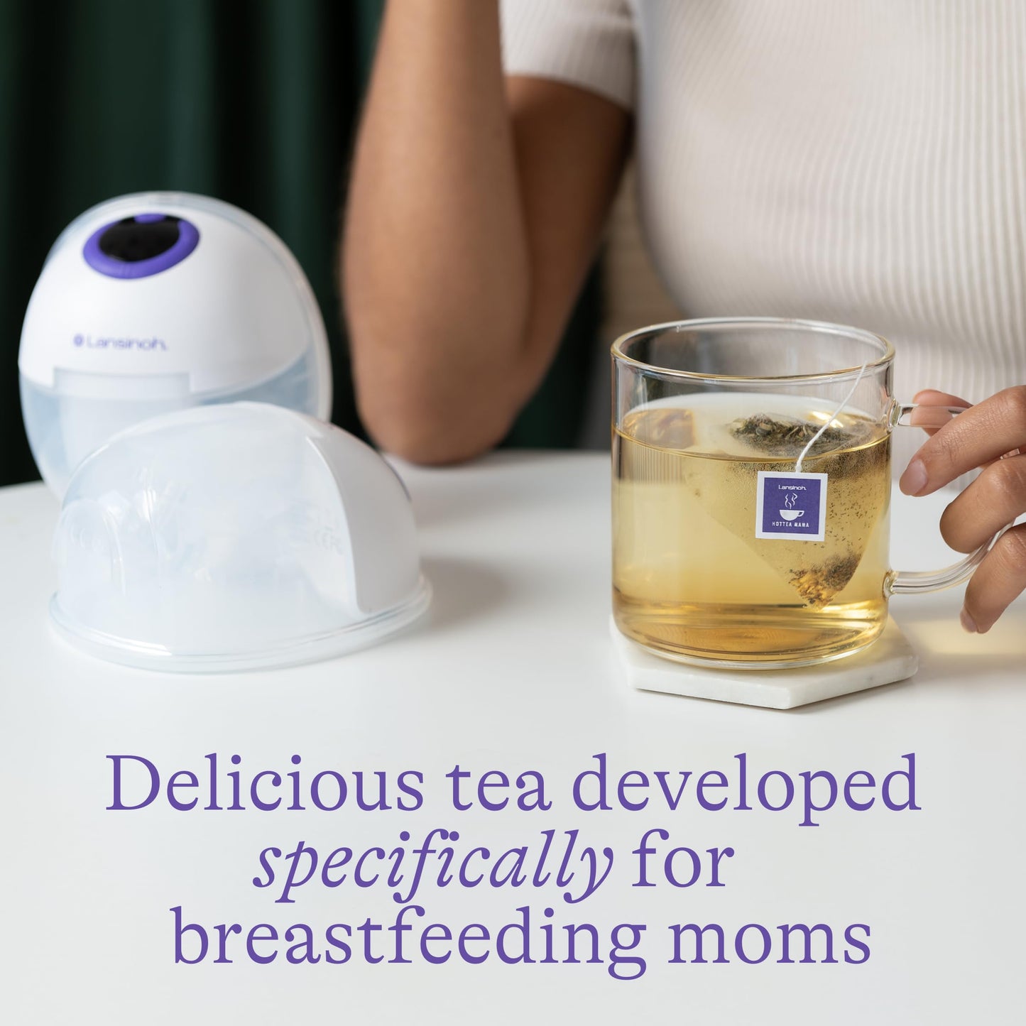 Lansinoh + HotTea Mama Milk's Up Lactation Support Tea with Fenugreek, Fennel, Anise Seed, Caffeine-Free, Sugar-Free, Postpartum Essentials for New Moms, Includes 14 Tea Sachets