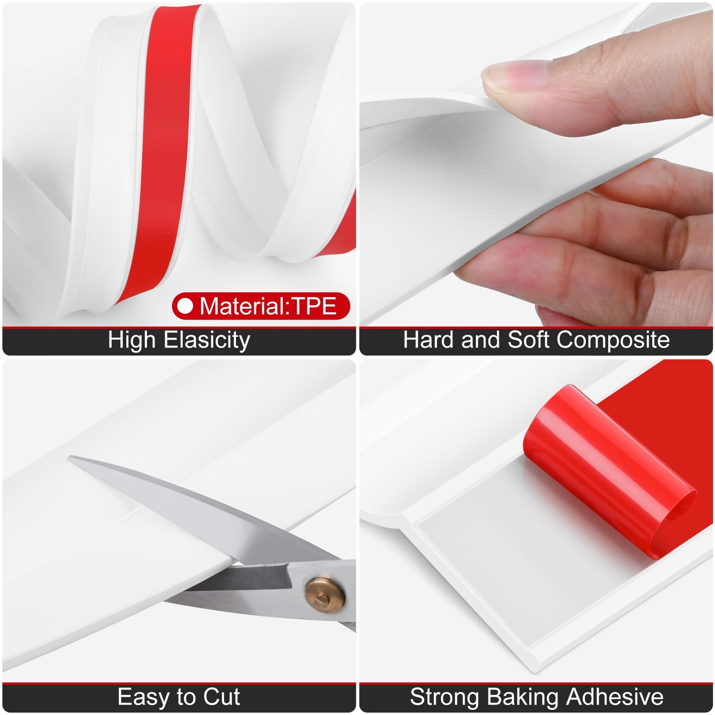 ToLanbbt Garage Door Seal Top and Sides - 36FT TPE Garage Door Weather Stripping Top and Side Trim Seal Replacement with Adhesive Backed, Nails and Lids, White