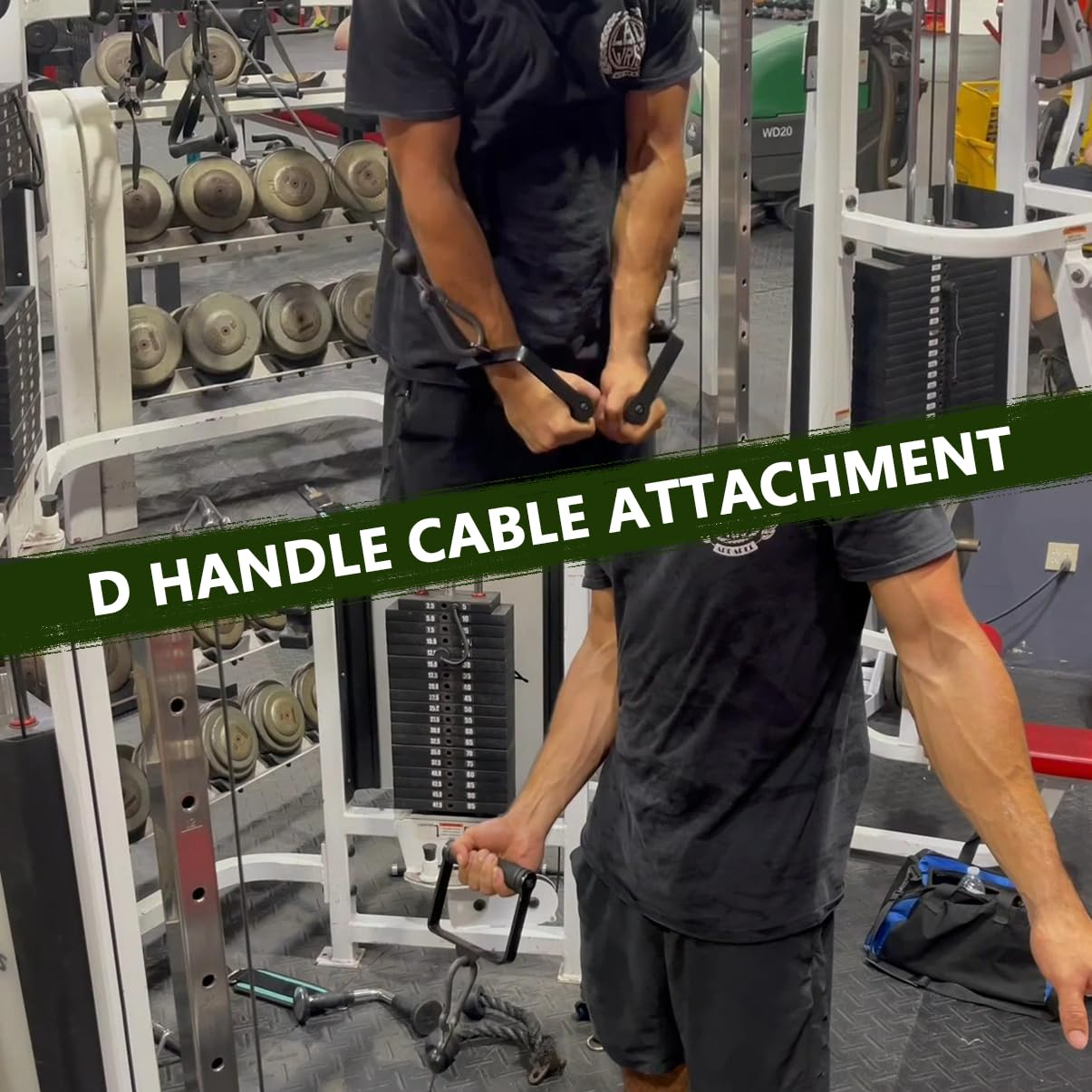 Howffite D Handle Cable Machine Attachment for Weight Workout LAT Pull Down Attachments for Gym Exercise Biceps Triceps Back Muscle Arm Fitness Accessories (Pair)