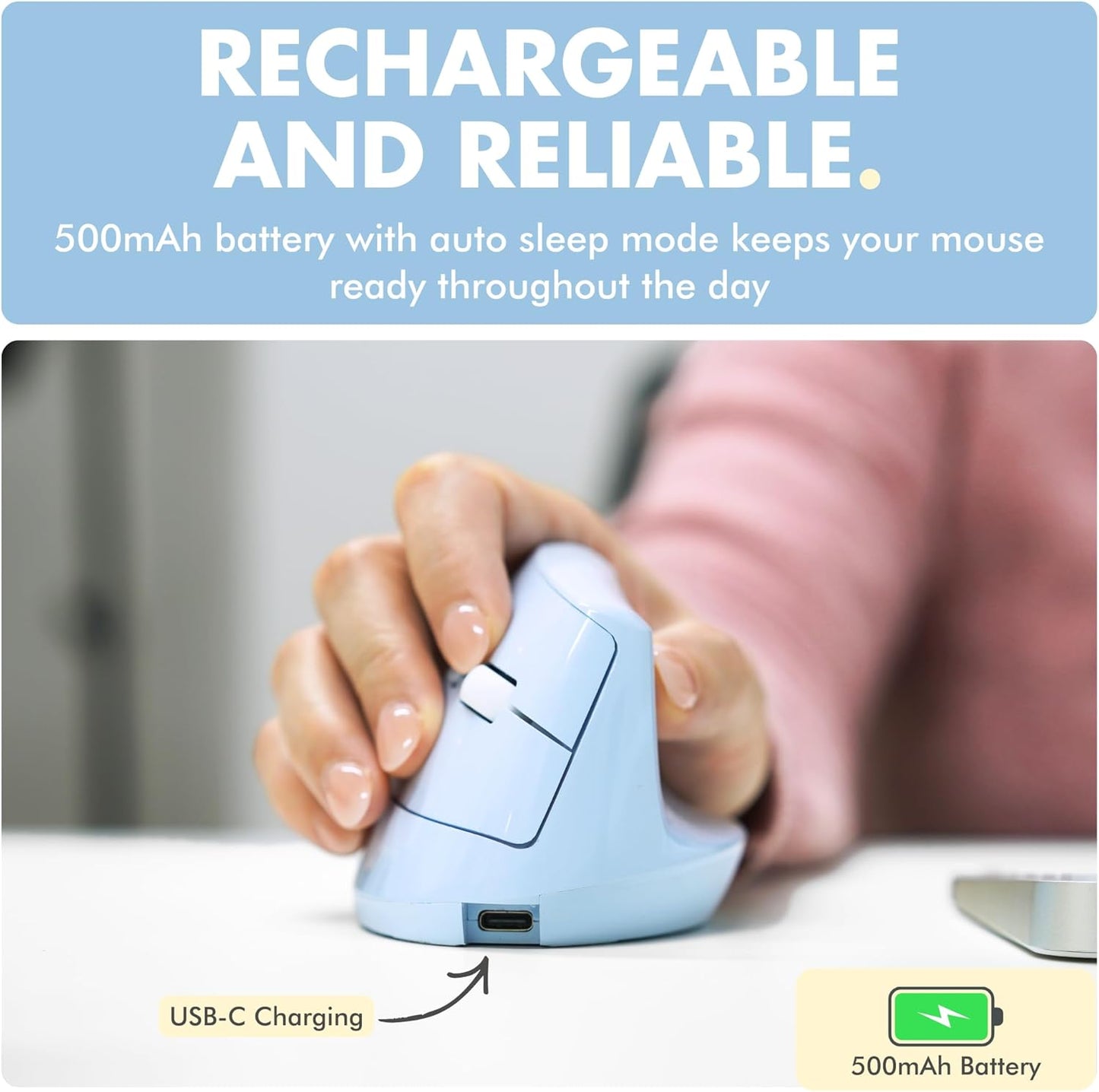 X9 Performance 2.4Ghz) 4000 6 Wireless Vertical Ergonomic Mouse - (BT + - Click in Comfort - Up to DPI, Button