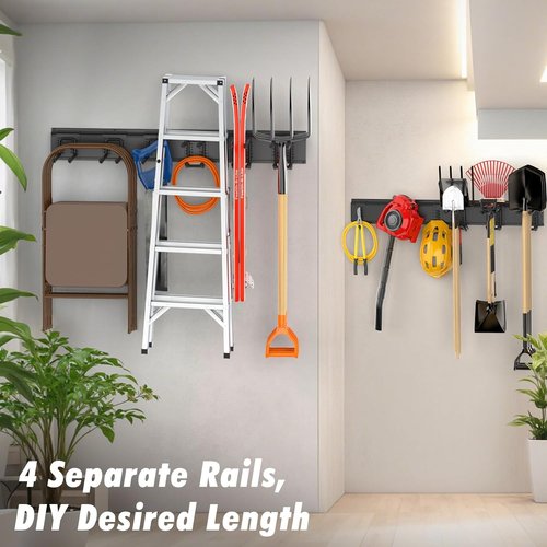 Housolution Heavy Duty Garage Wall Organizer - 64-Inch Tool Storage System with 12 Adjustable Hooks