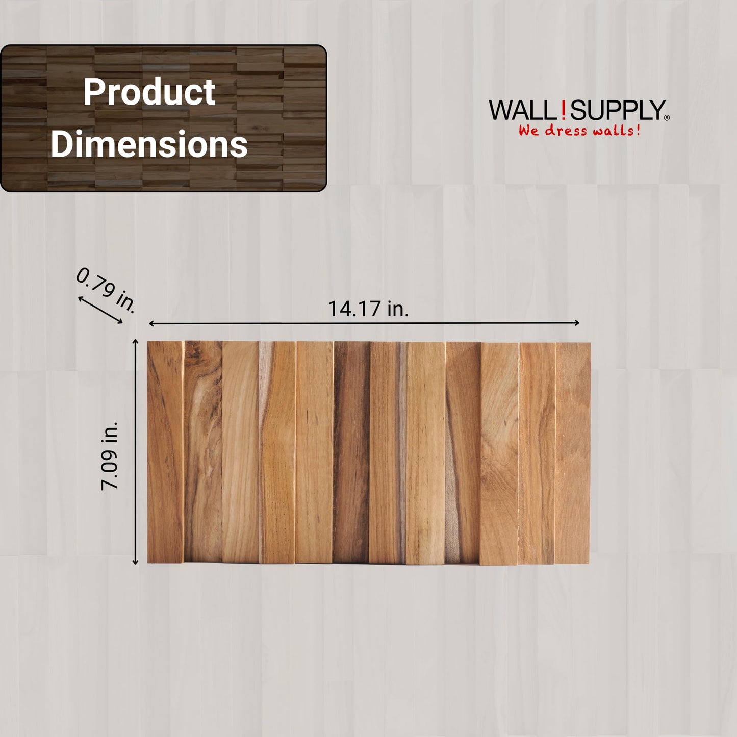 Wall!Supply 3D Wall Panels – Reclaimed Vertical Asian Teak Wood – Home Decor Wallpaper Alternative for Living Room, Bedroom & Office – Easy DIY Installation – 16 Pack, Covers 11.15 Sq Ft