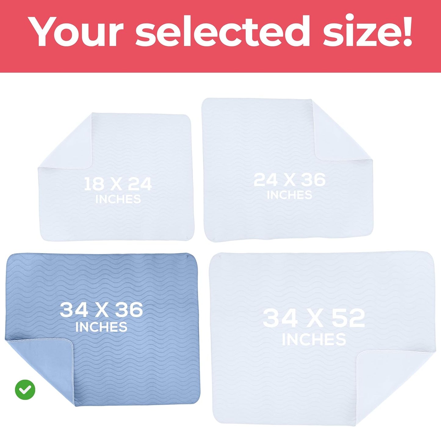 Utopia Bedding Washable Underpads - Waterproof Heavy Absorbency Bed Pads | 34" x 36" (Pack of 4) - Ideal for Adults, Kids, and Pets
