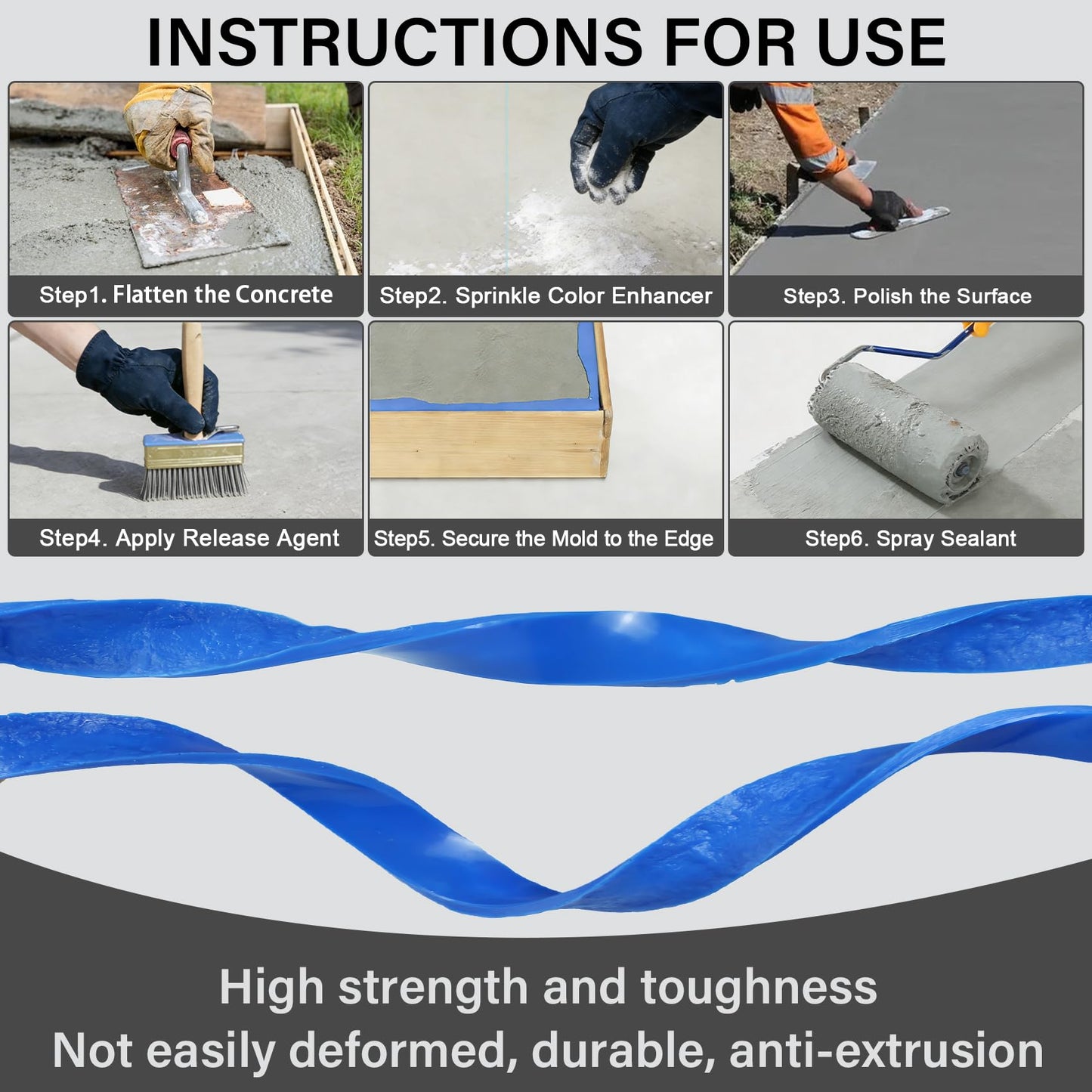 Stone Rock Edge Form Liner 102.36 L x 2.17 "W x 0.59 "T Countertop Edge Form Liner Chiseled Concrete Stone Molds for Concrete Countertops Steps, Benches, Fireplaces Edging