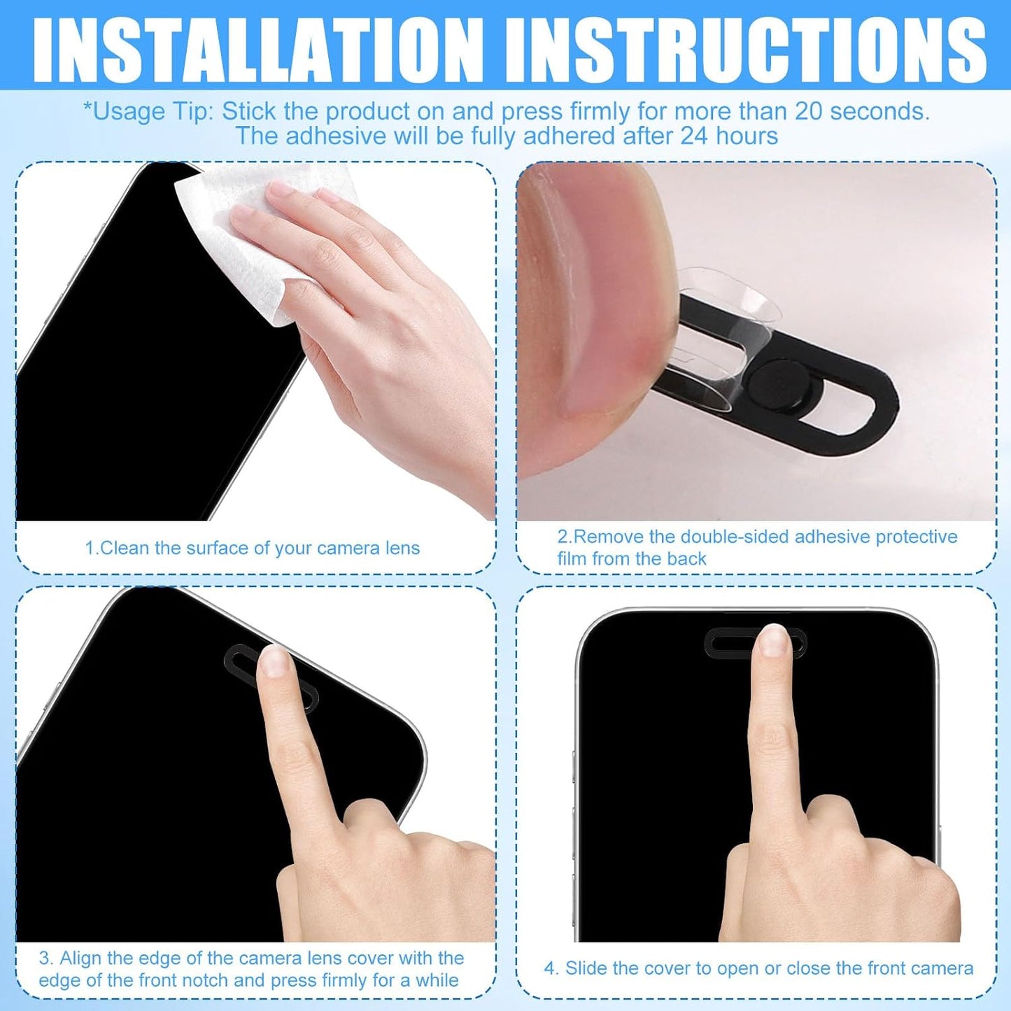 Fukaisu 2pcs 15 16 17 14 17 Front Camera Cover Slide, Ultra Thin Webcam Cover Front Phone Camera Protection to Protect