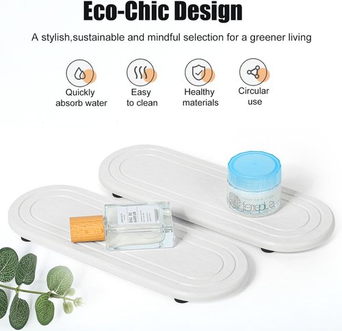 Diatomite Stone Sink Tray Set - Fast Drying Water Absorbing Coasters for Kitchen & Bathroom | 2PCS
