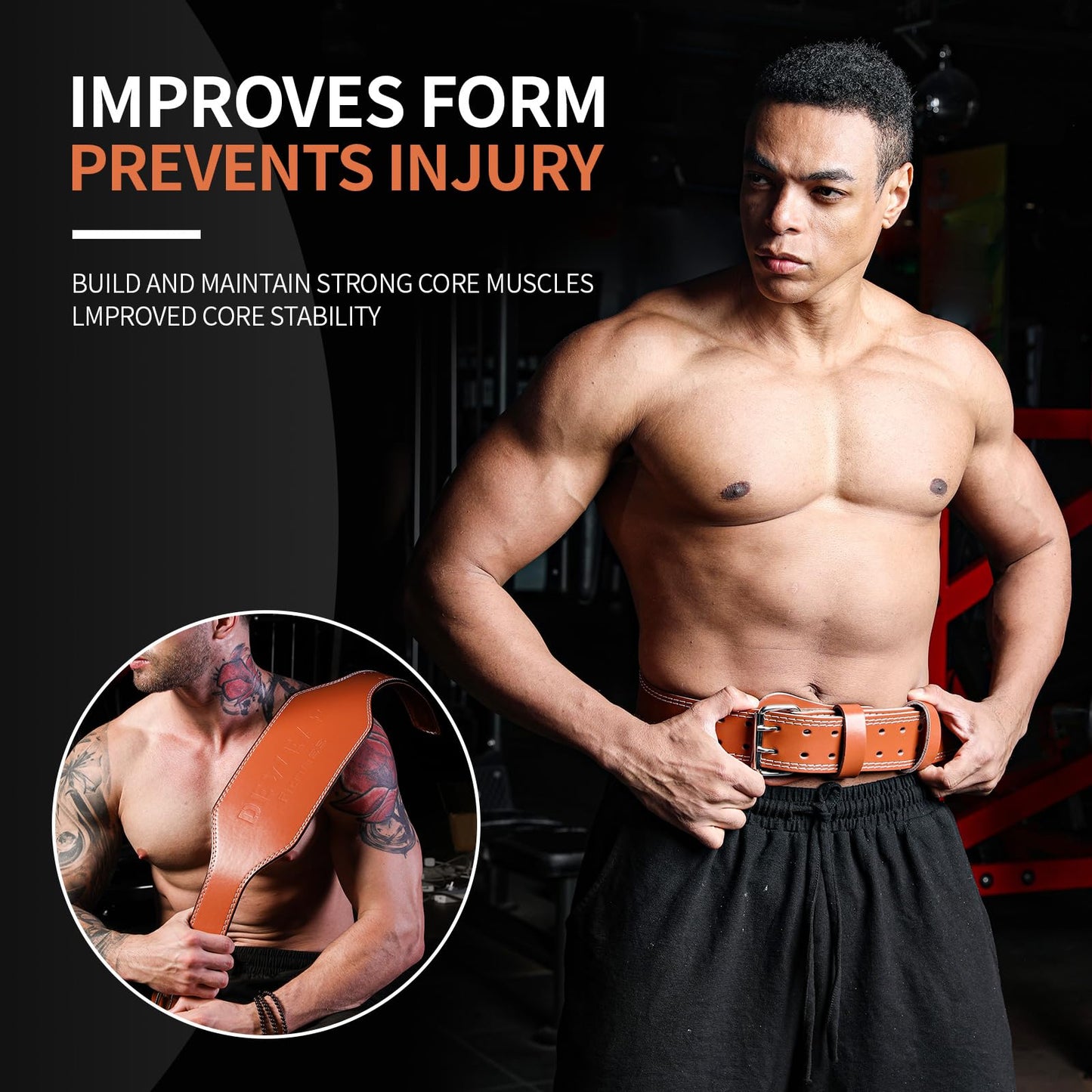 Leather Weight Lifting Belt, 4”& 6”Padded Lumbar Back Support, 10 Adjustable Holes, Gym Weight Belt Ideal for Deadlift, Powerlifting, Bodybuilding and Squat (6-Inch Brown, M (22"-28"))