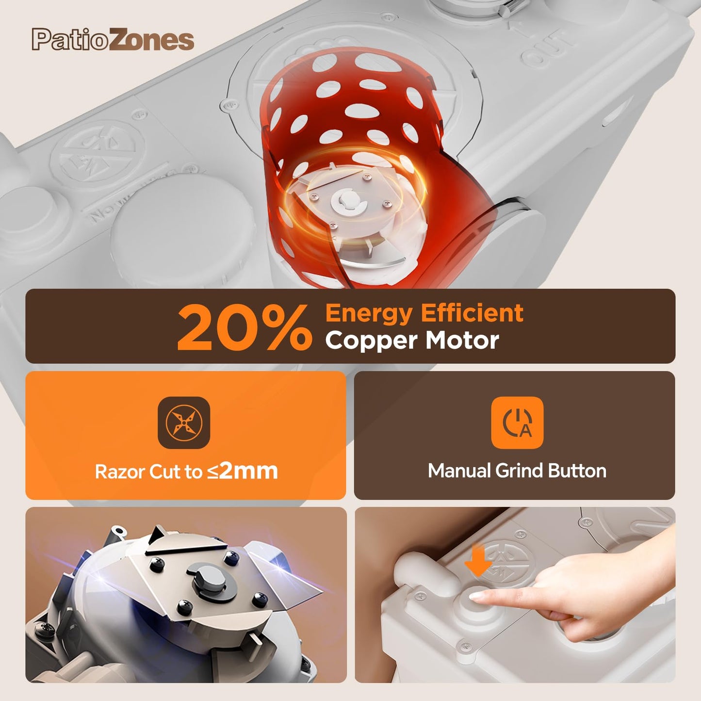 Macerating Toilet Kit/Combo for Upflush System, Toilet with Pump, Heated Toilet Seat, Quiet Copper Motor Sewage Macerator Pump with 4 Inlets for Basement/Sink/Shower, 23ft Lifting Up